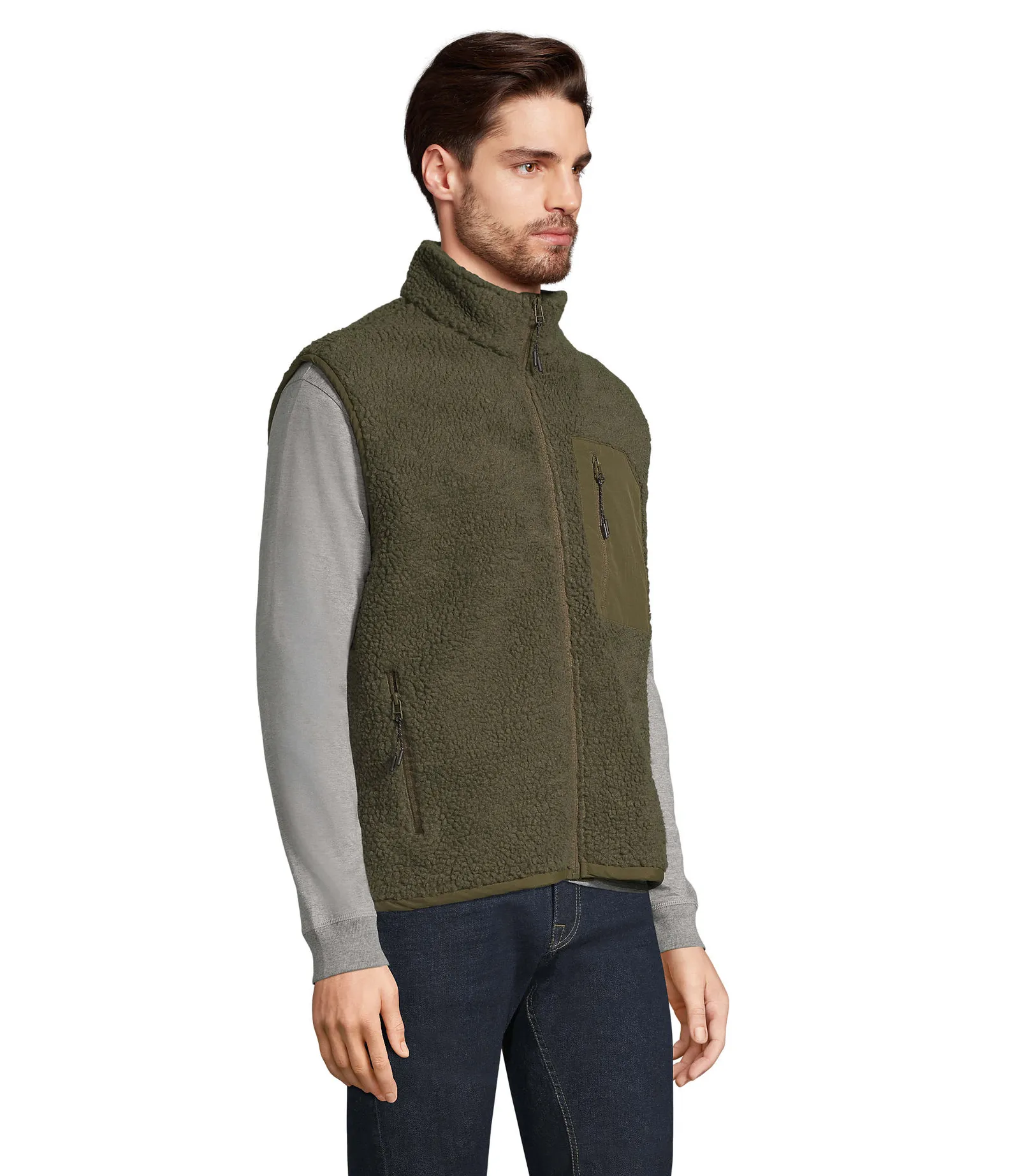 Gilet SOL'S Fury BW, Army/dark army, su modello, retro
