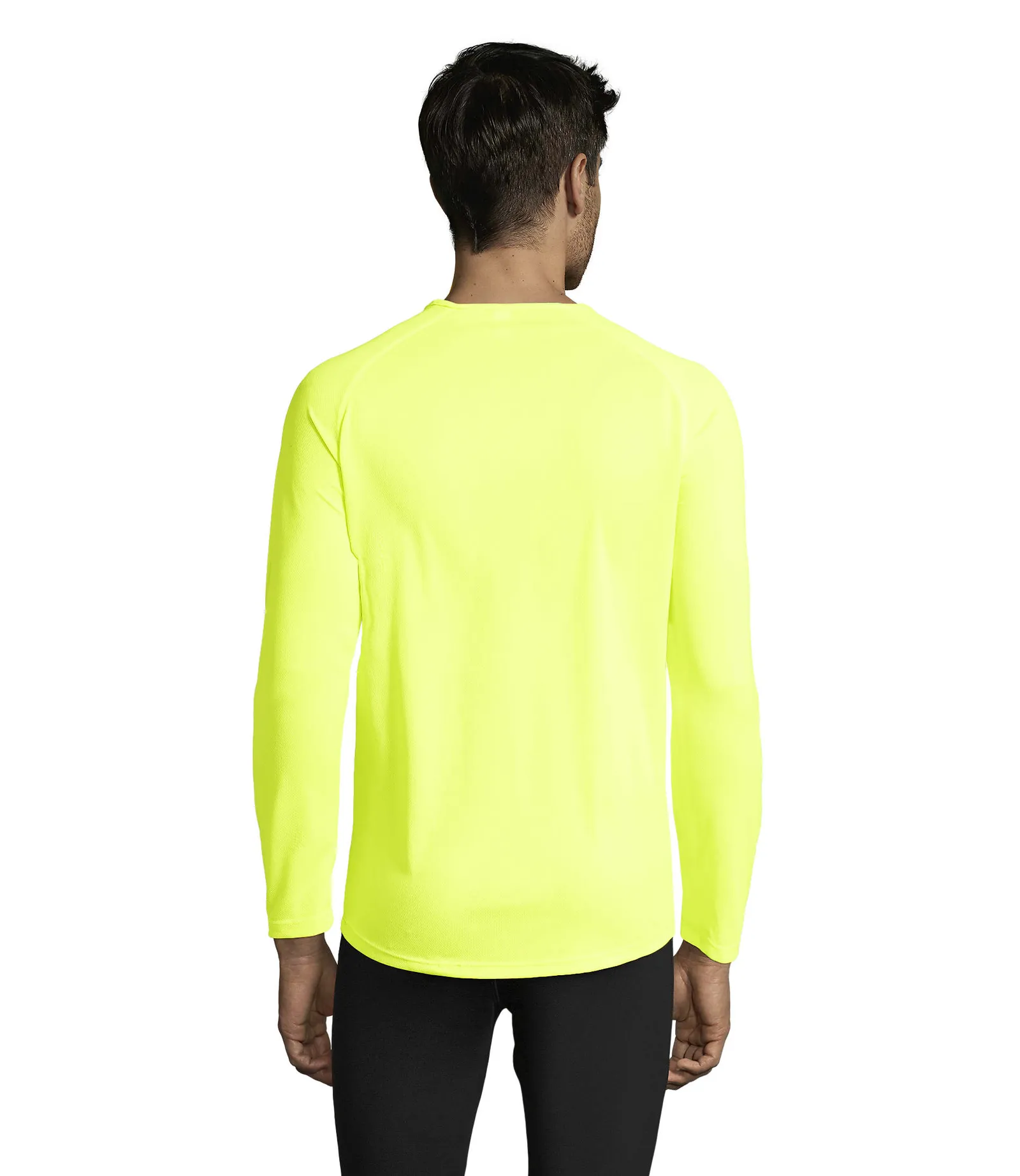 T-shirt tecnica SOL'S Sporty Lsl Men, Neon yellow, su modello, retro