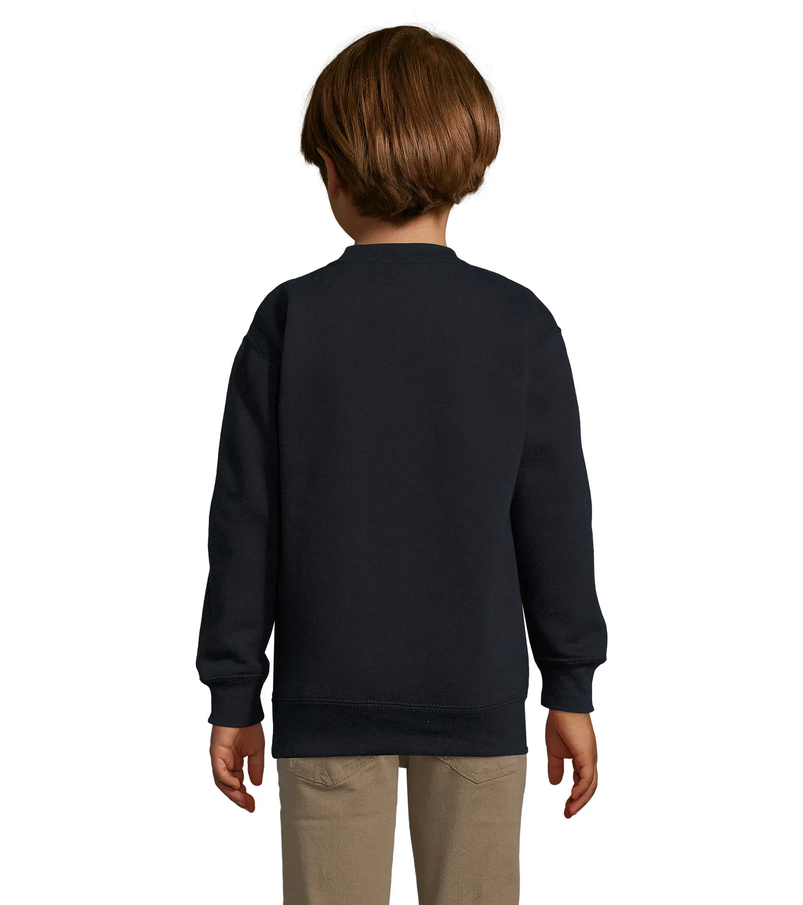 Felpa girocollo SOL'S New Supreme Kids, Navy, su modello, retro