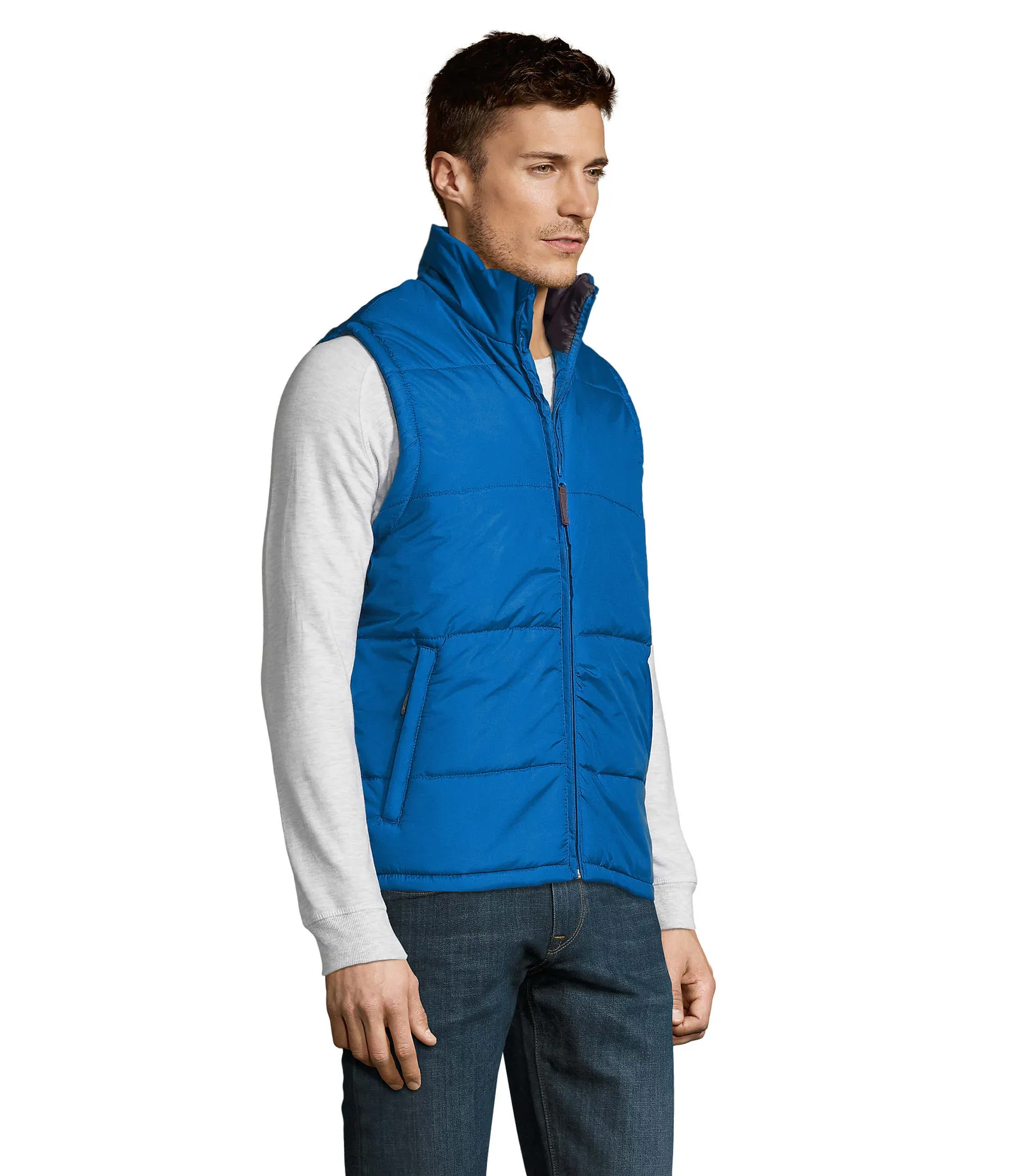 Gilet SOL'S Warm, Royal blue, su modello, lato