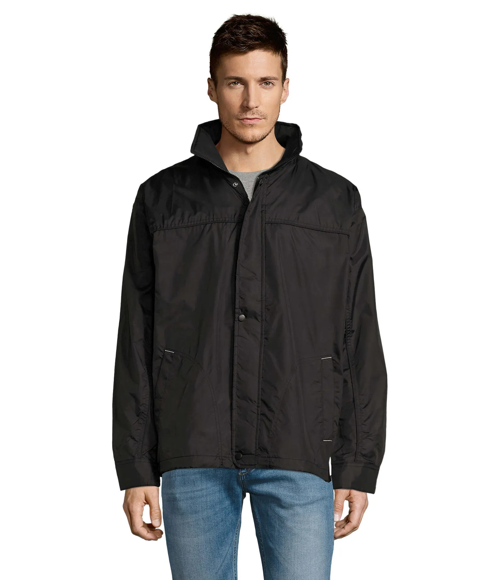 Giacca antivento SOL'S Mistral, Black, su modello, fronte