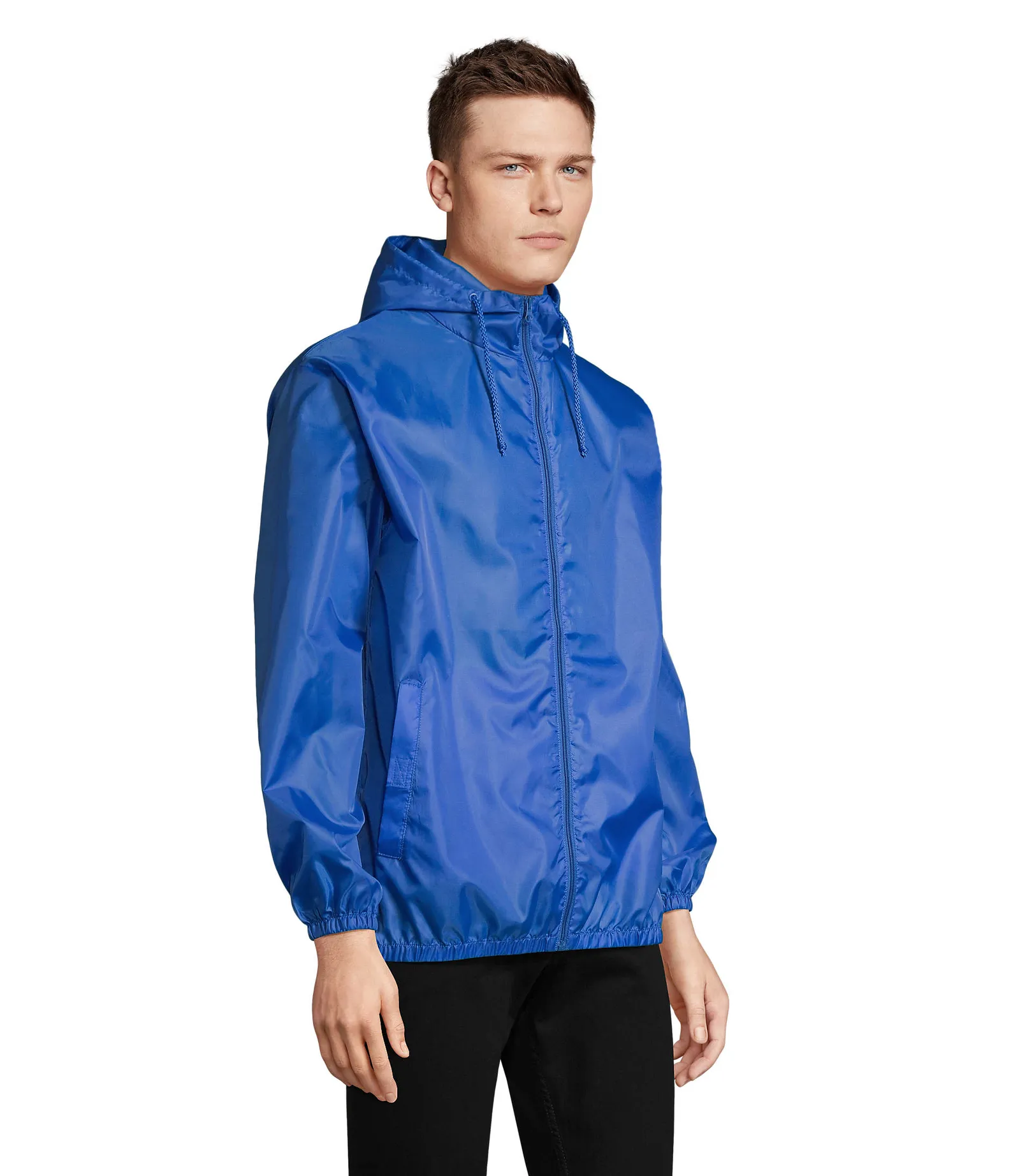 Giacca antivento SOL'S Shield, Royal blue, su modello, lato