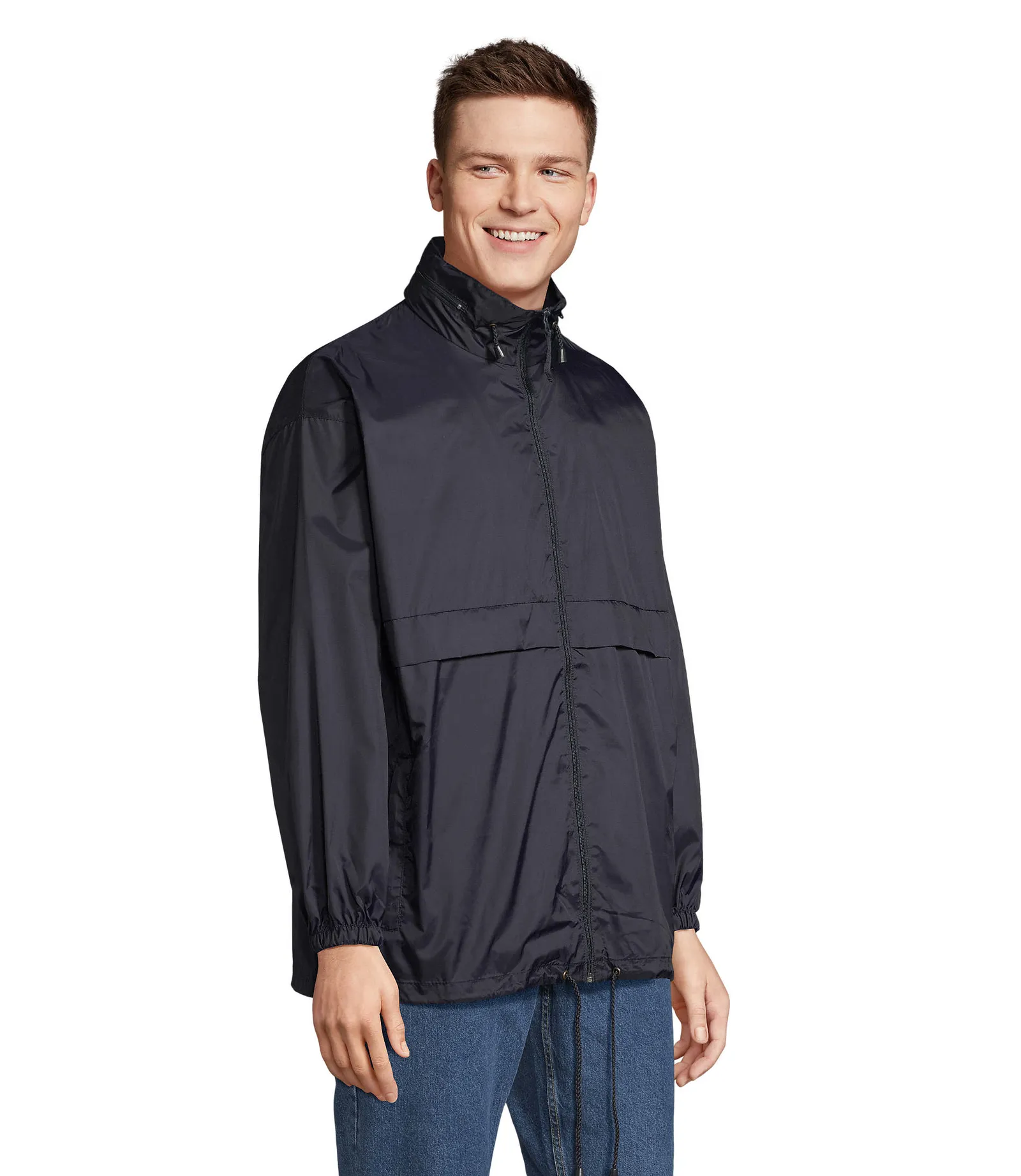 Giacca antivento SOL'S Surf, Navy, su modello, lato