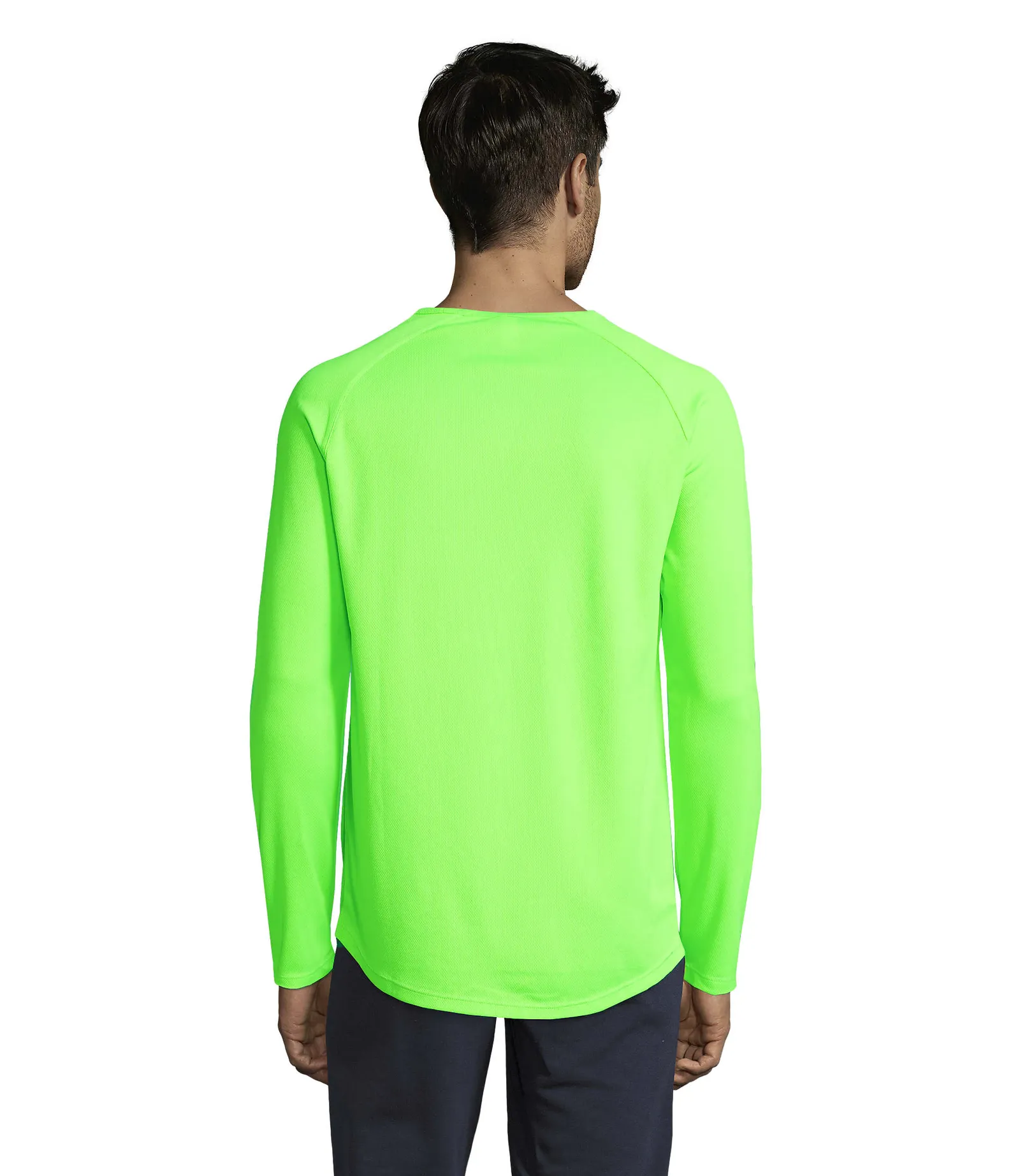 T-shirt tecnica SOL'S Sporty Lsl Men, Neon green, su modello, retro
