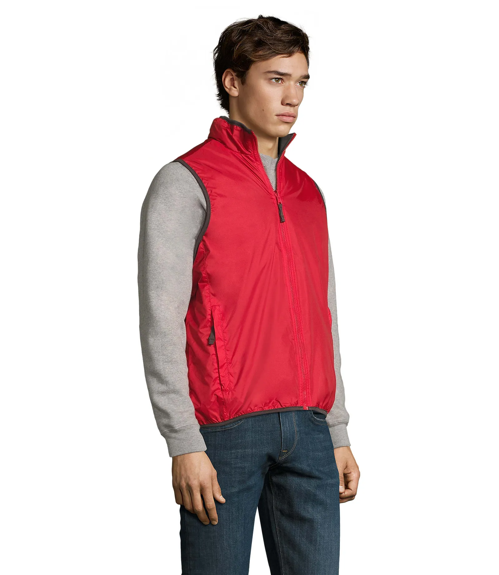 Gilet SOL'S Winner, Red, su modello, lato