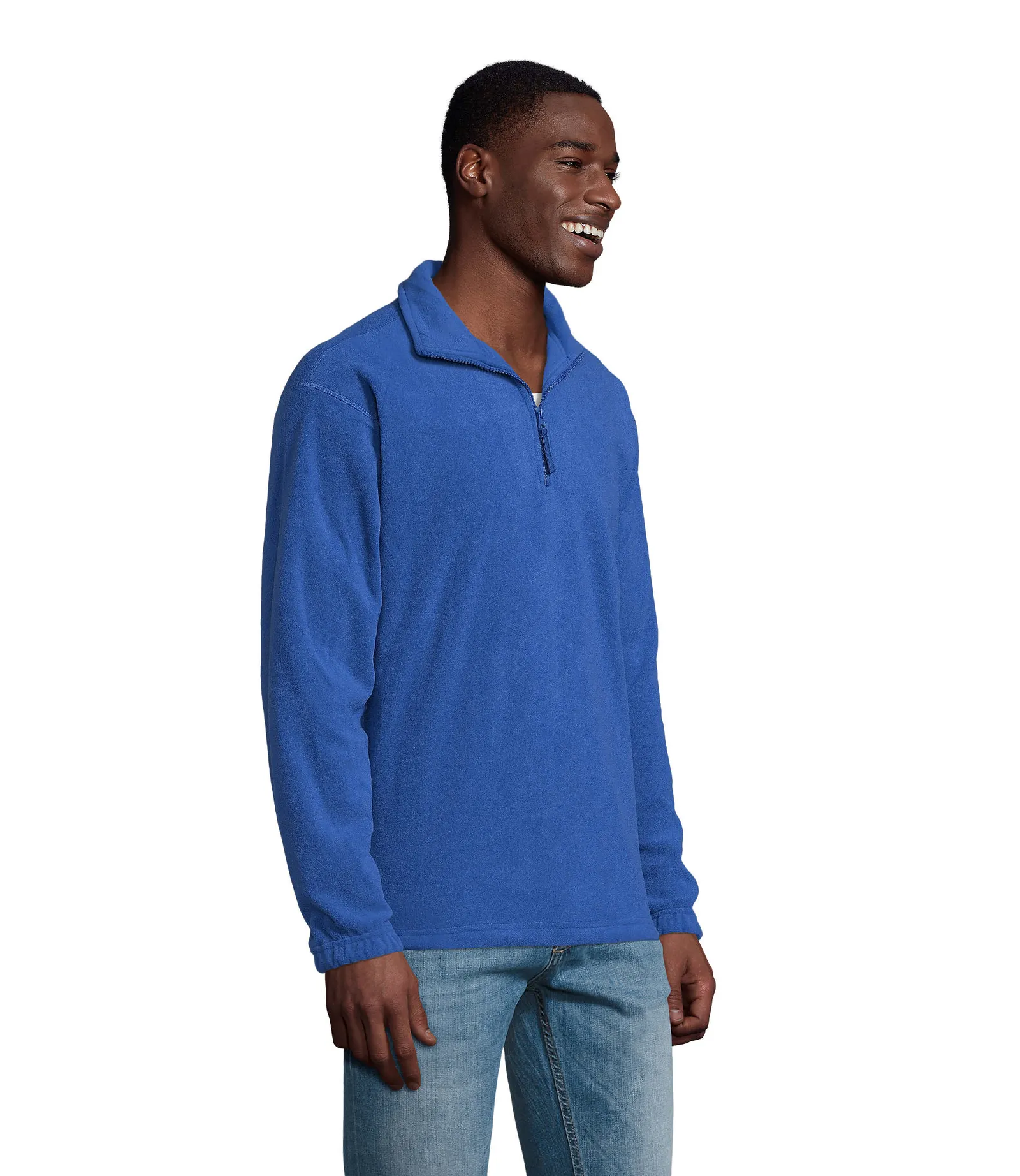 Felpa con zip SOL'S Ness, Royal blue, su modello, lato