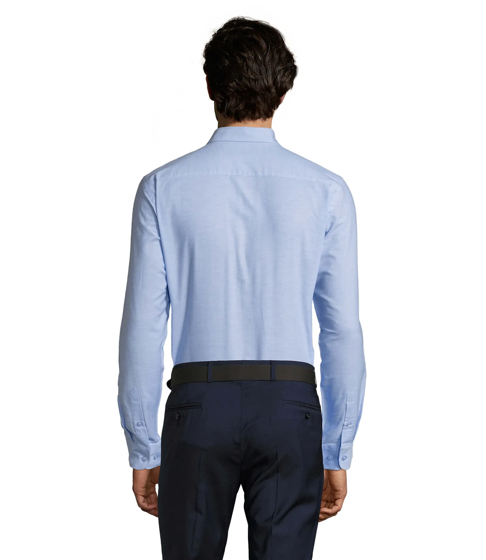 Camicia manica lunga SOL'S Boston Fit, Sky blue, su modello, retro