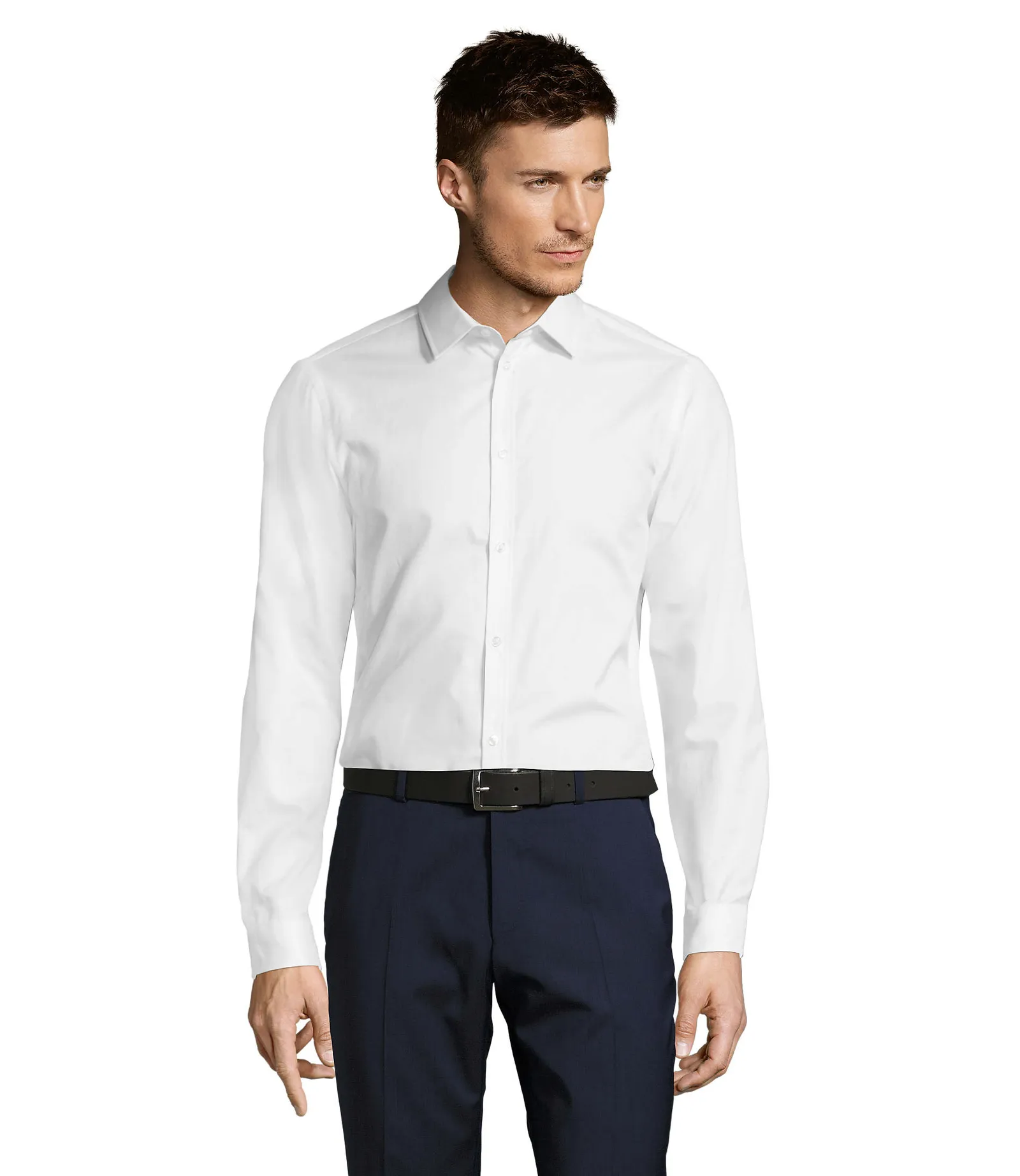 Camicia manica lunga SOL'S Brody Men, White, su modello, fronte