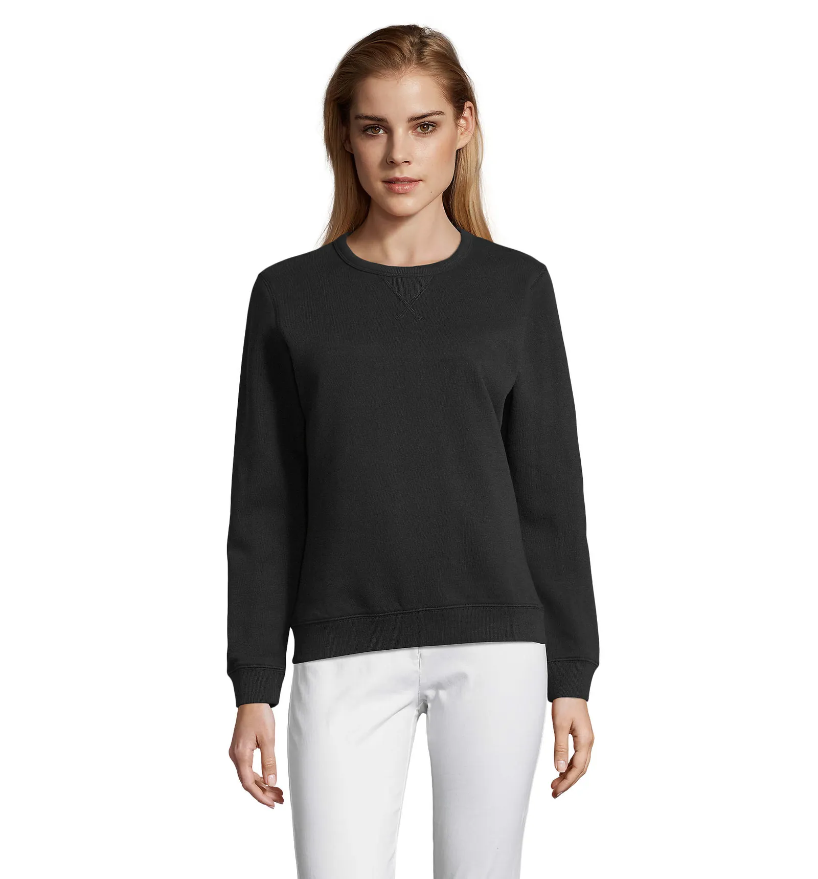 Felpa girocollo SOL'S Sully Women, Black, su modello, fronte