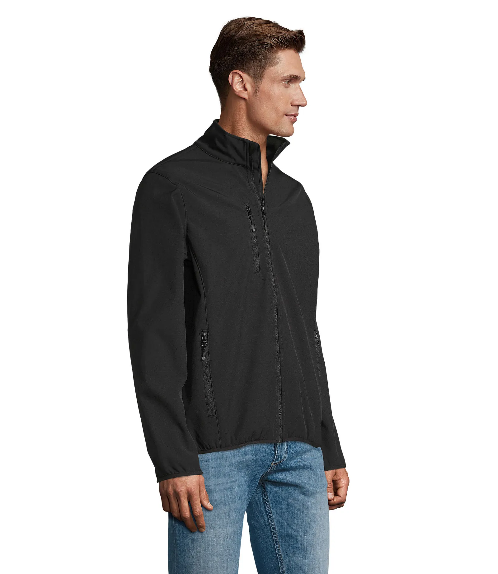 Softshell SOL'S Radian Men, Black, su modello, lato