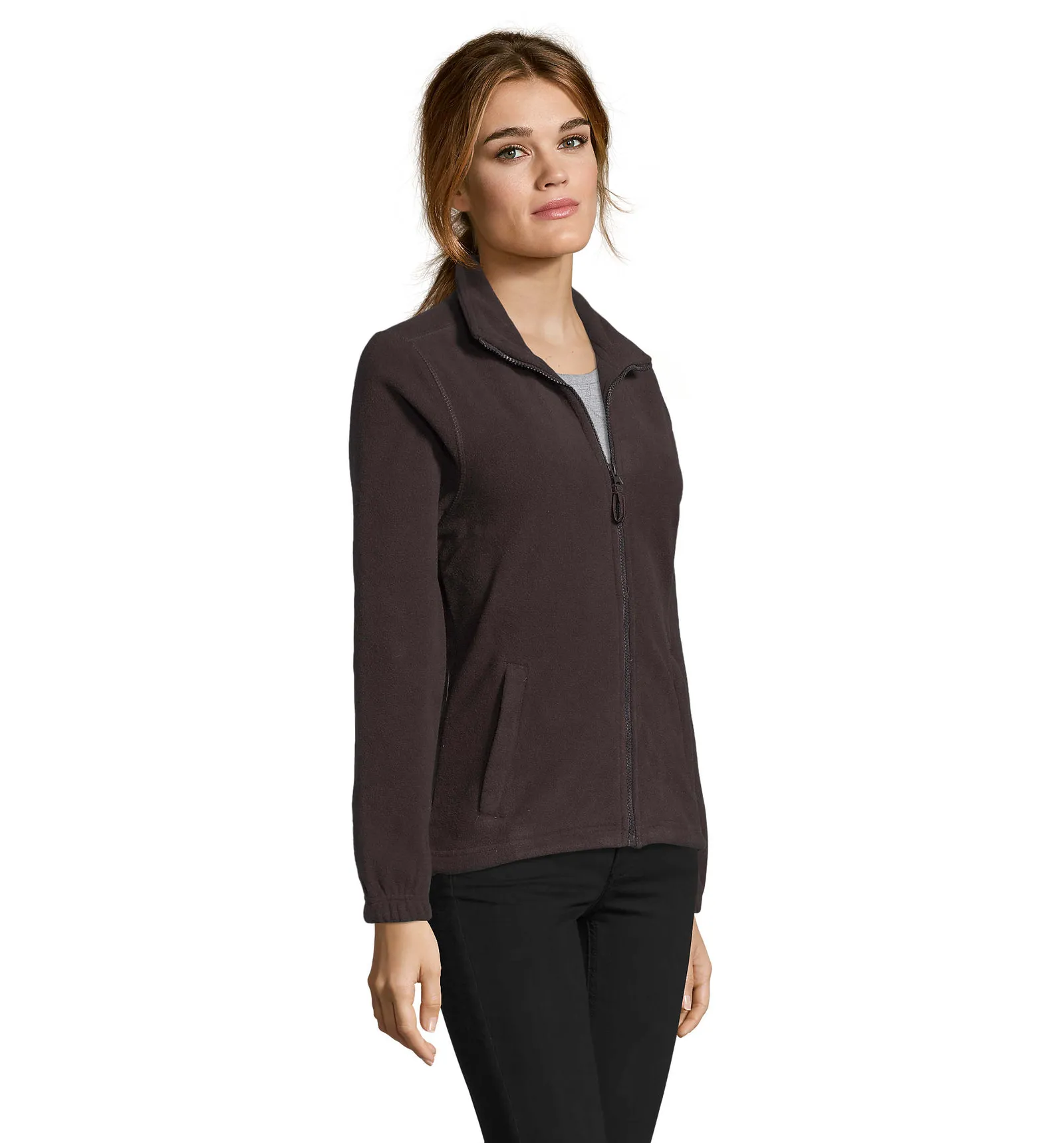 Pile SOL'S North Women, Dark chocolate, su modello, lato