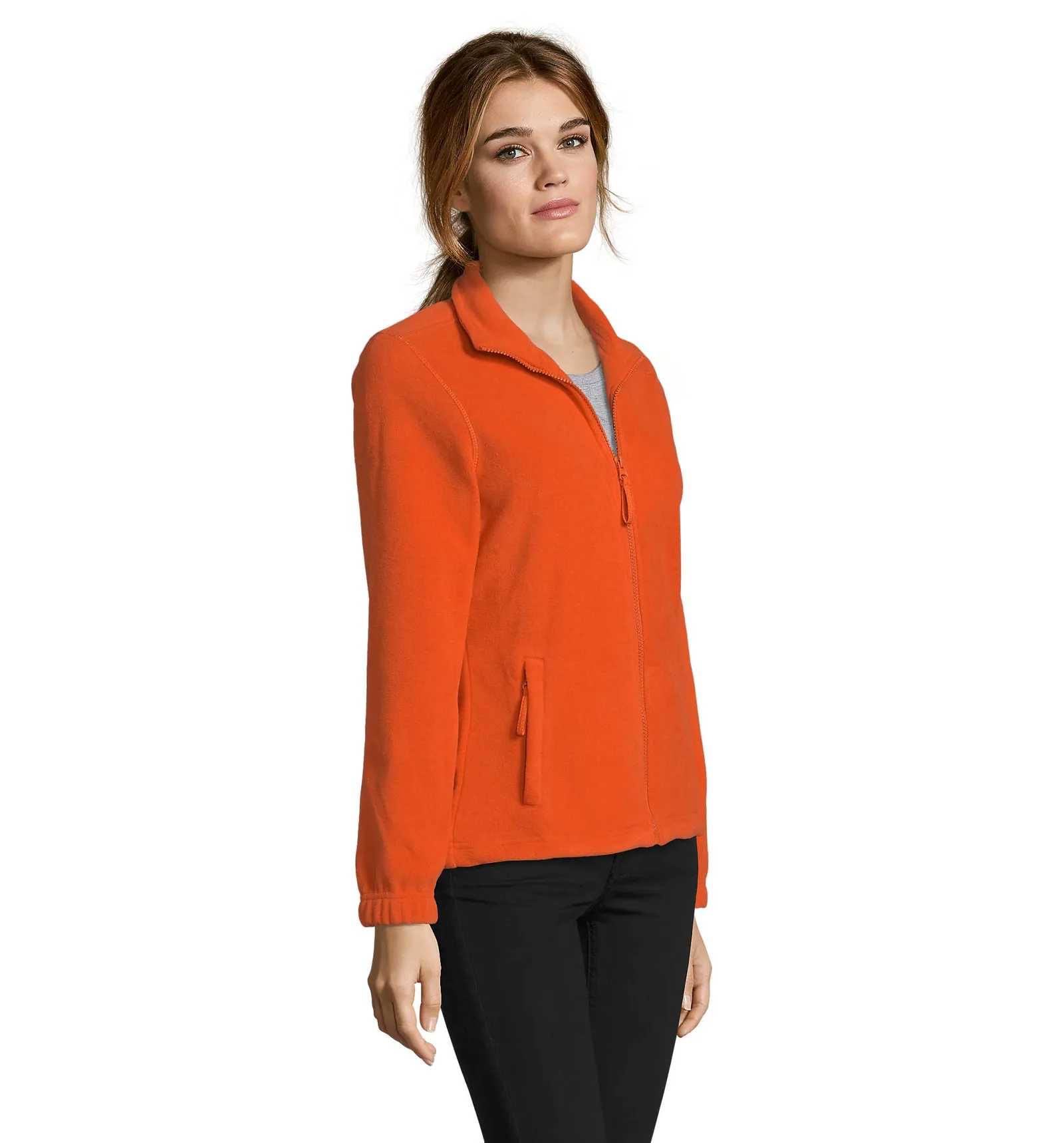 Pile SOL'S North Women, Orange, su modello, lato