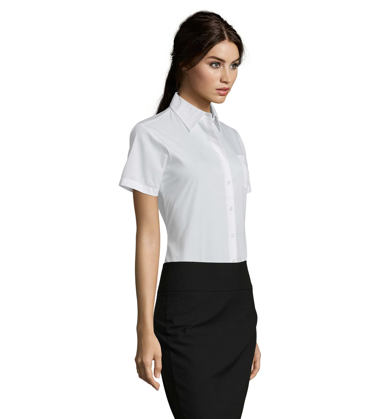 Camicia manica corta SOL'S Escape, White, su modello, lato