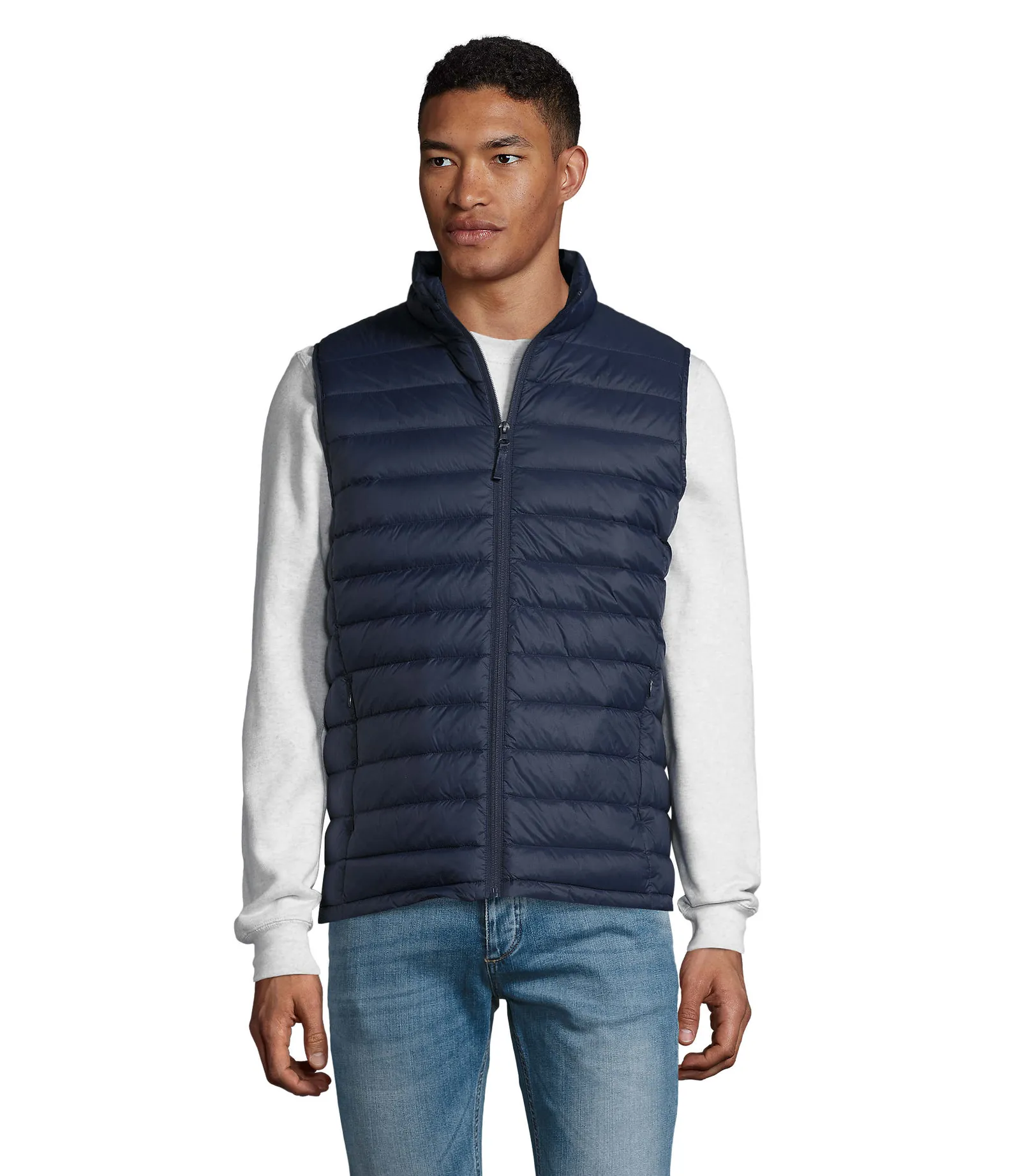 Gilet SOL'S Wilson BW Men, French navy, su modello, fronte