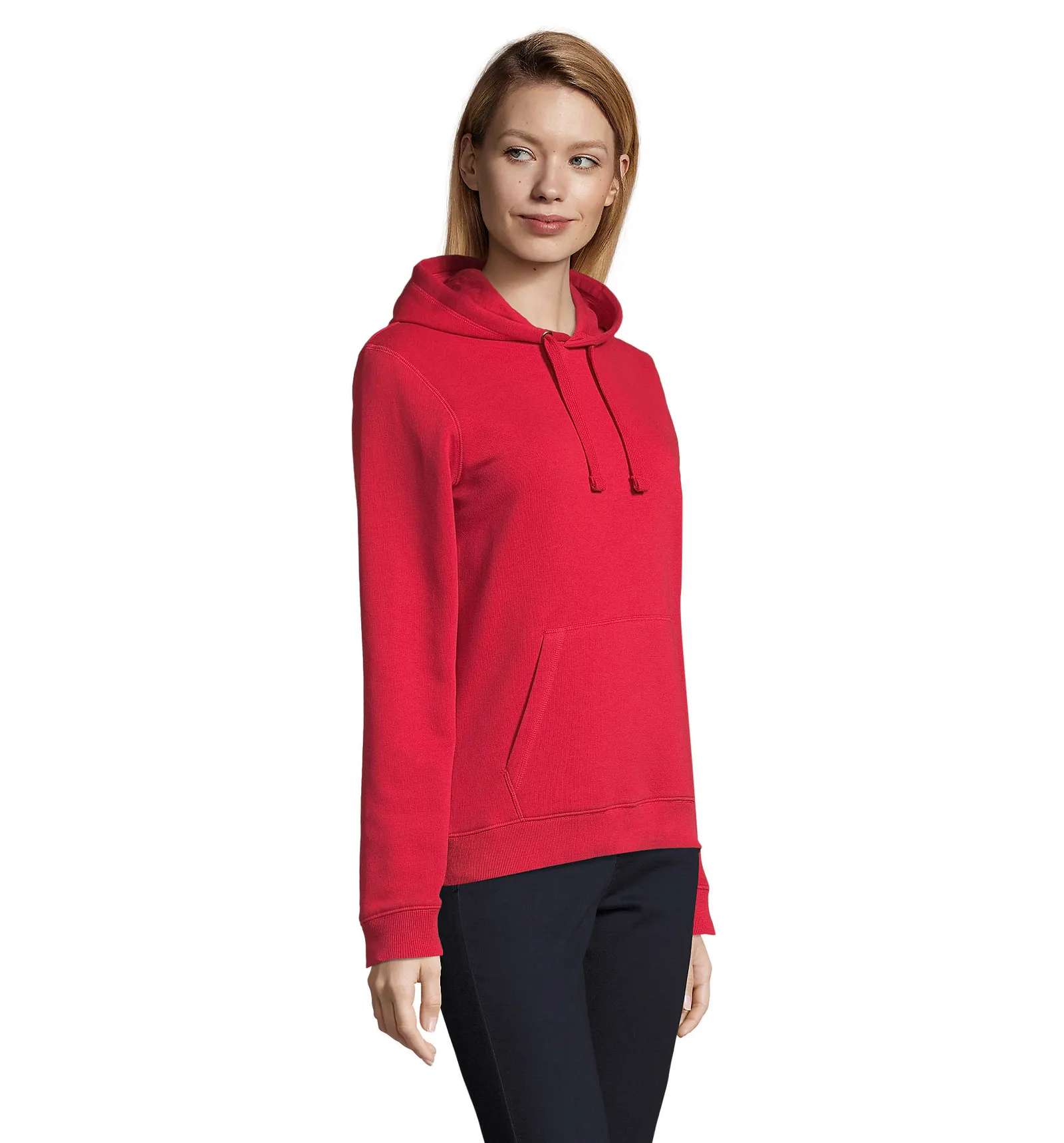 Felpa con cappuccio SOL'S Spencer Women, Red, su modello, lato