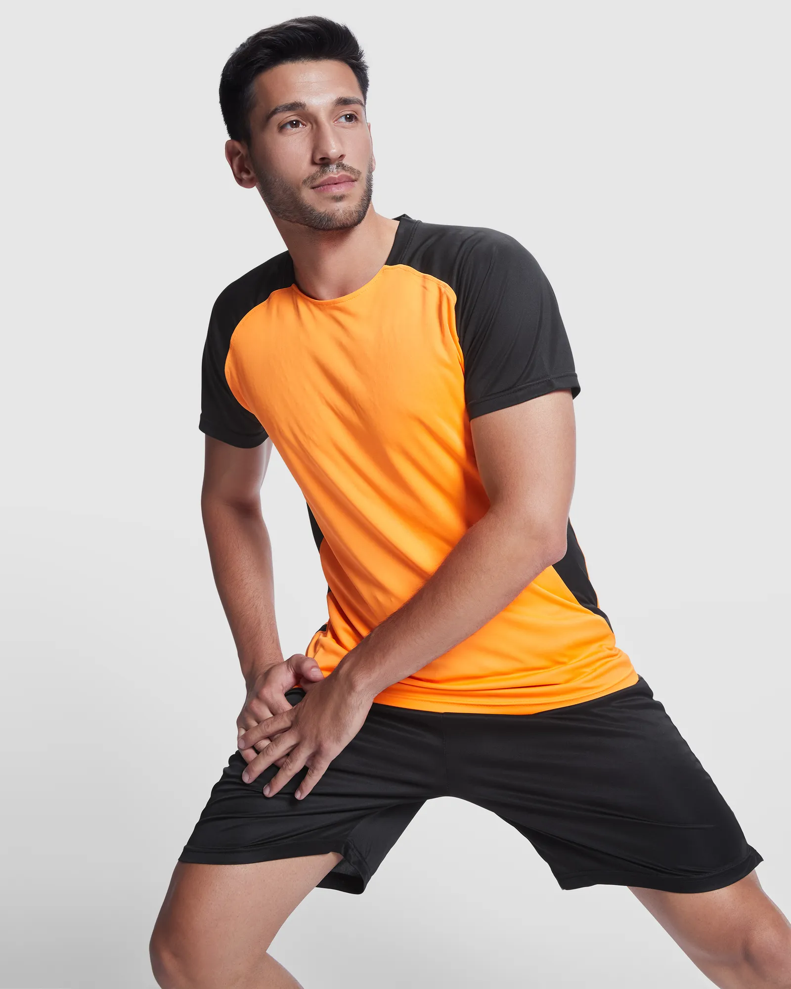 T-shirt tecnica Roly Bugatti, Arancione Fluoro/Nero, dettaglio 2