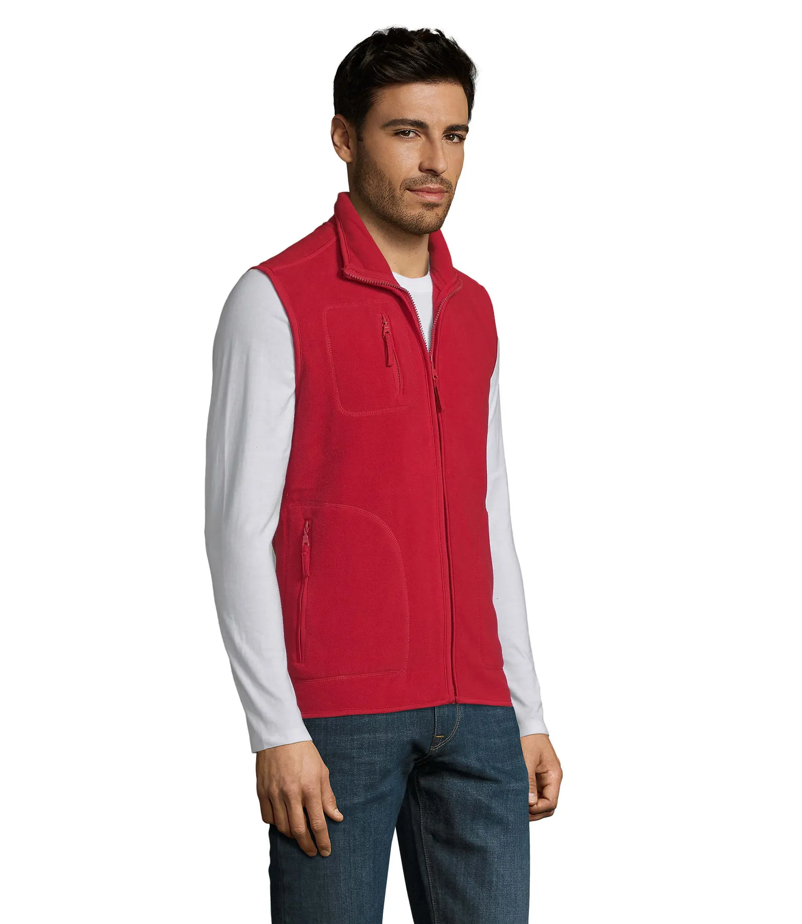 Gilet SOL'S Norway, Red, su modello, lato