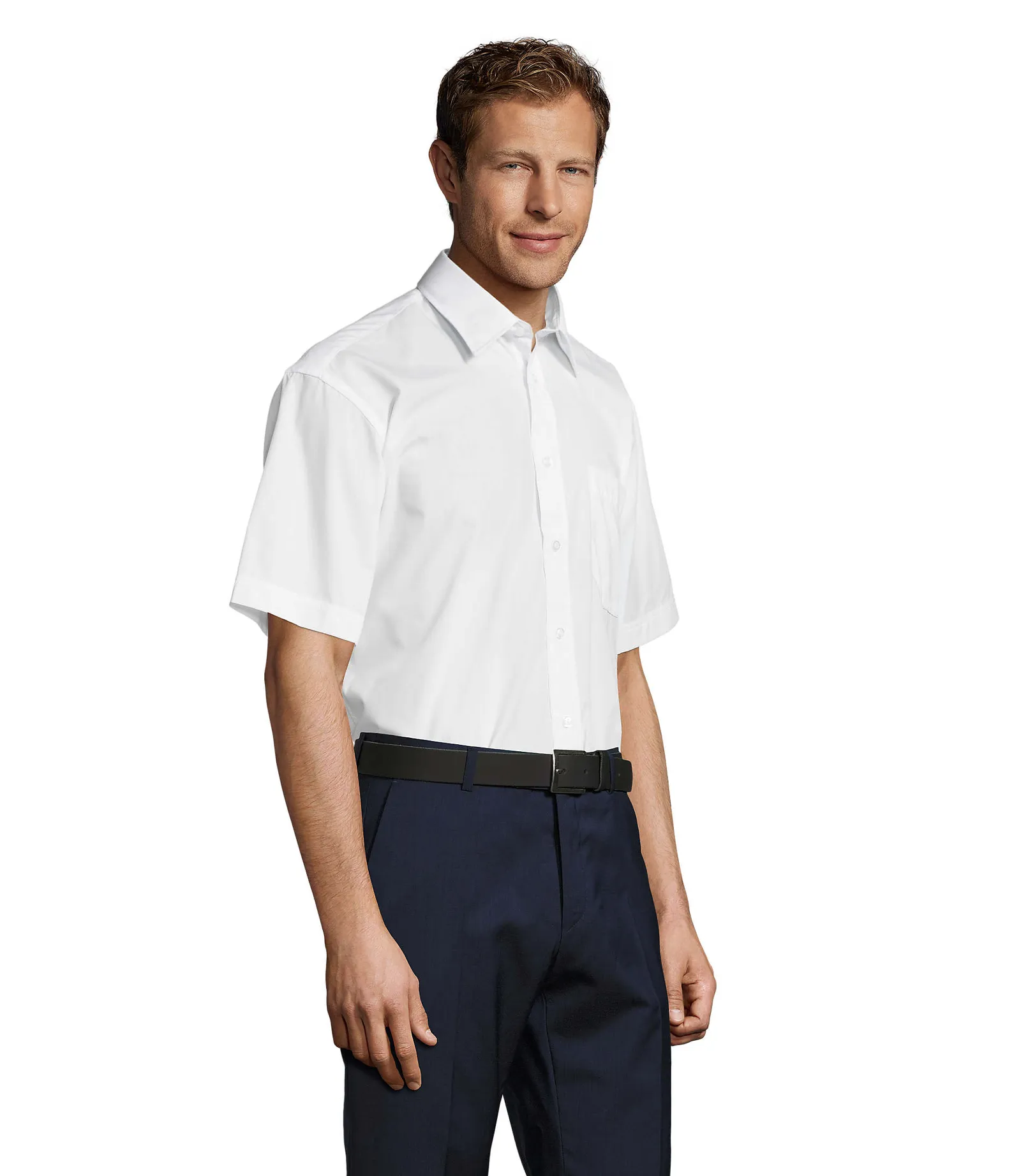 Camicia manica corta SOL'S Bristol, White, su modello, lato