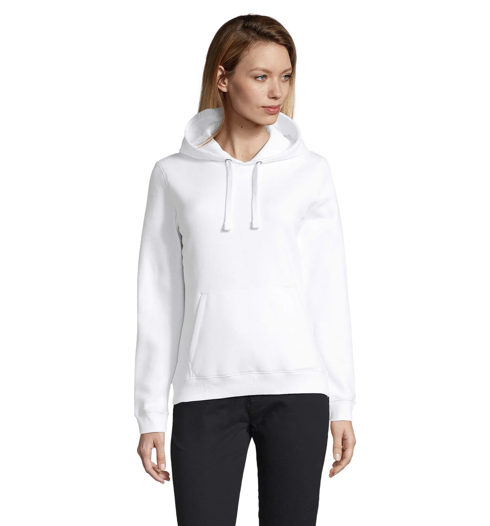 Felpa con cappuccio SOL'S Spencer Women, White, su modello, fronte