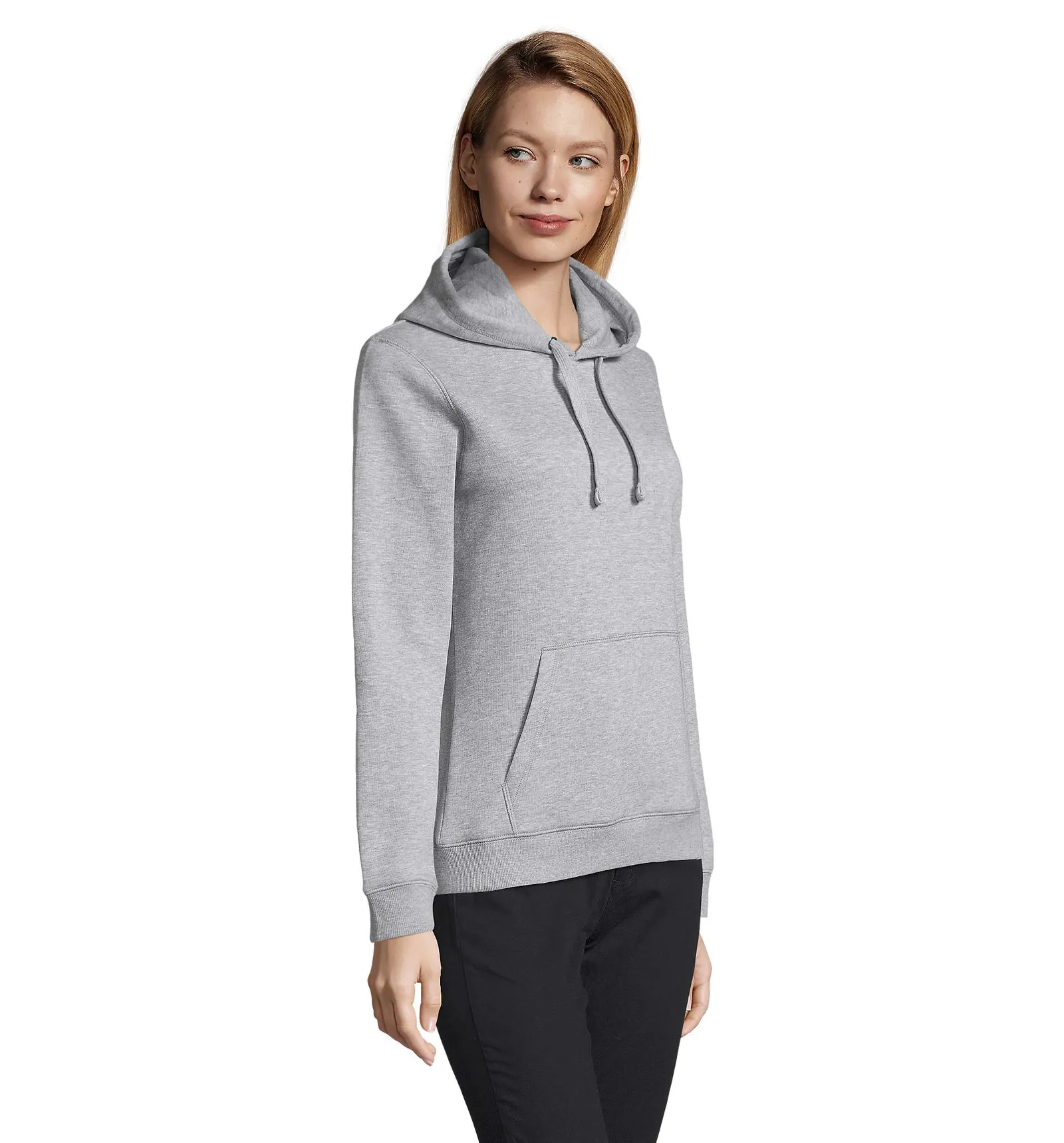 Felpa con cappuccio SOL'S Spencer Women, Grey melange 2, su modello, lato