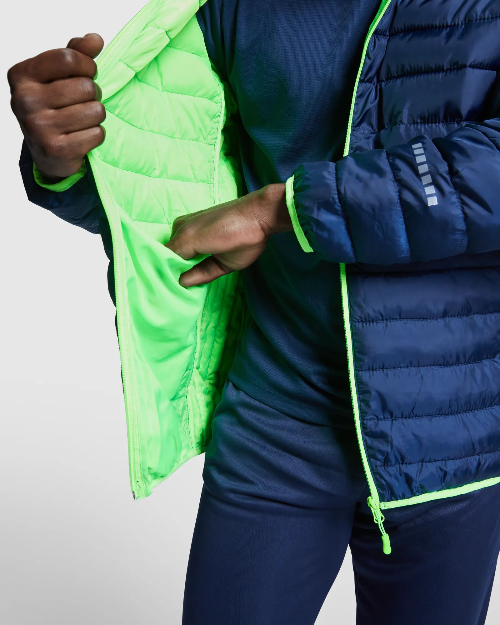 Giubbotto Roly Norway Sport, Blu Navy/Verde Fluo, dettaglio 5