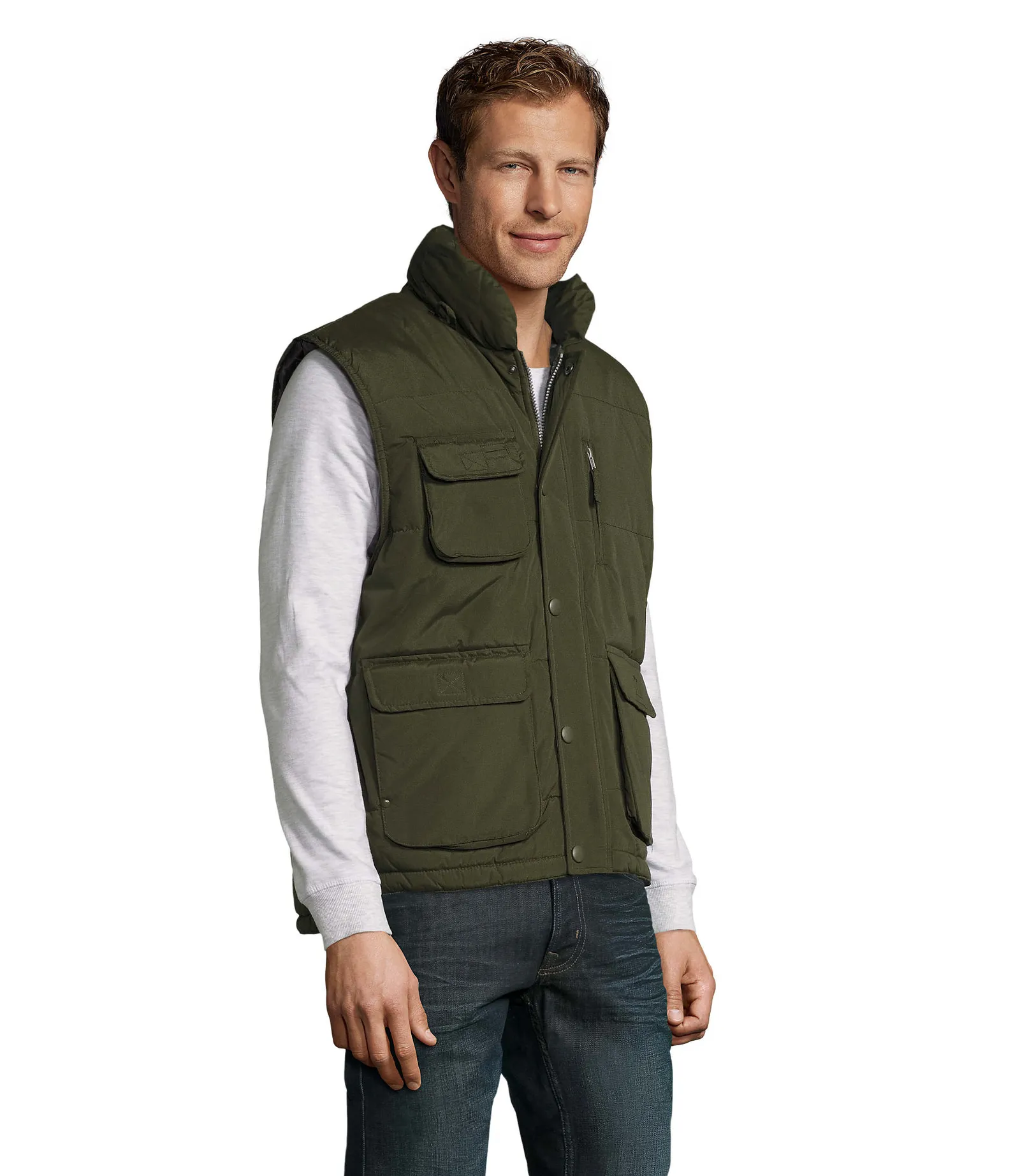 Gilet SOL'S Viper, Fir green, su modello, lato