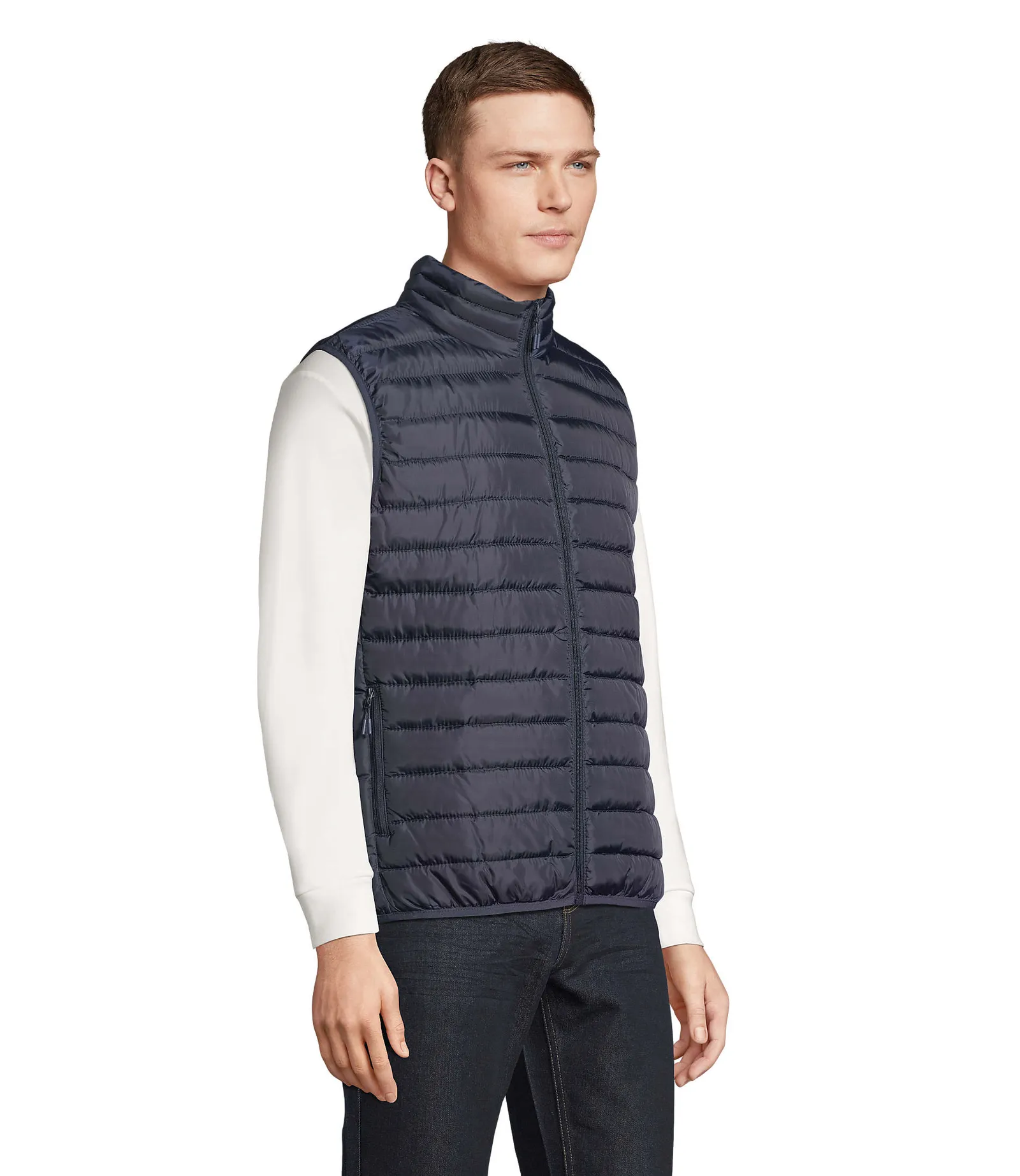 Gilet SOL'S Stream BW Men, French navy, su modello, lato