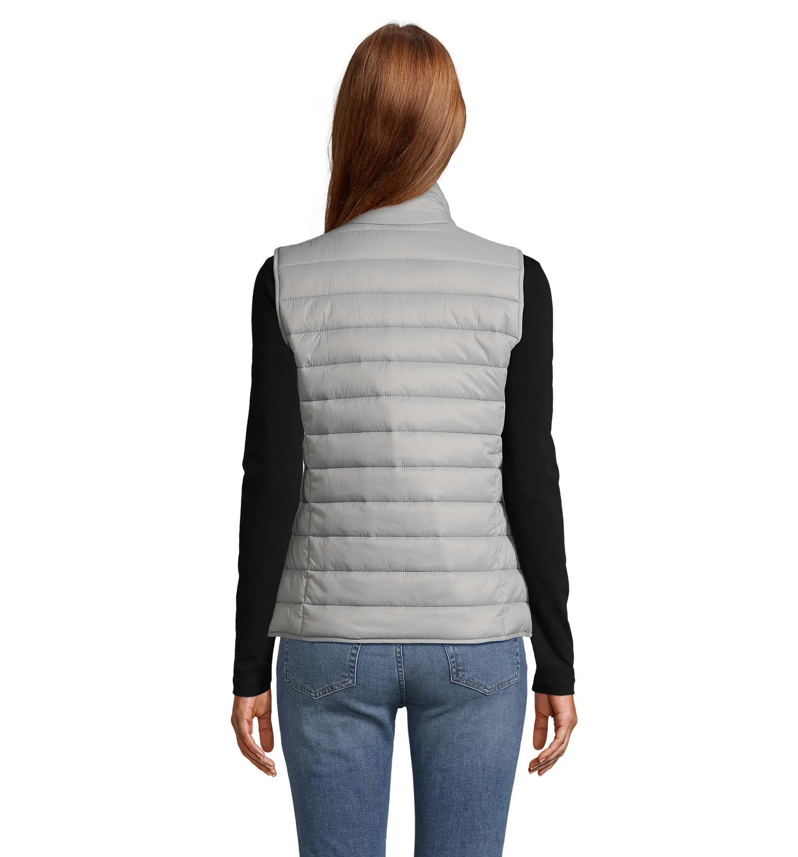 Gilet SOL'S Wave Women, Metal grey, su modello, retro