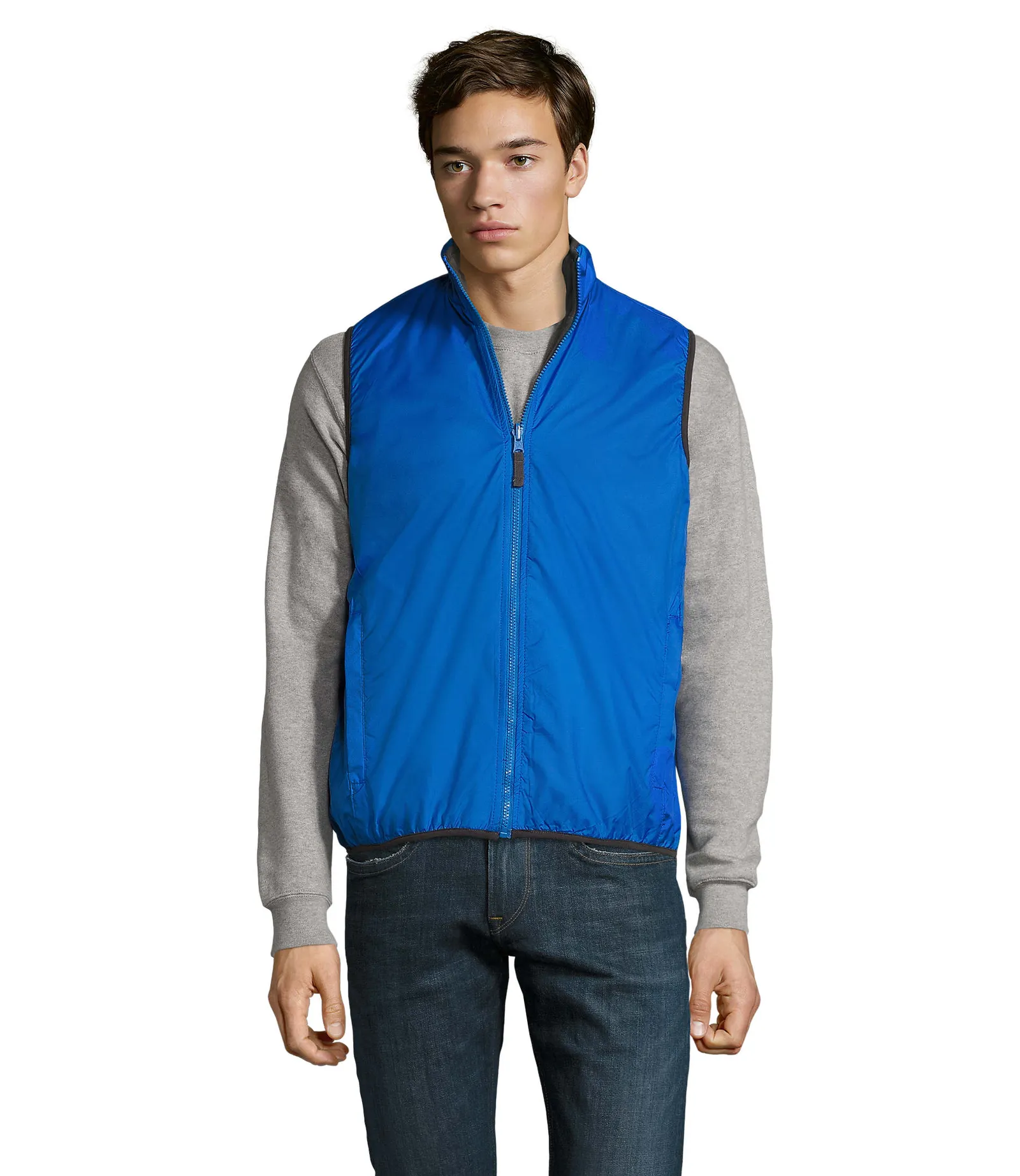 Gilet SOL'S Winner, Royal blue shirt, su modello, fronte