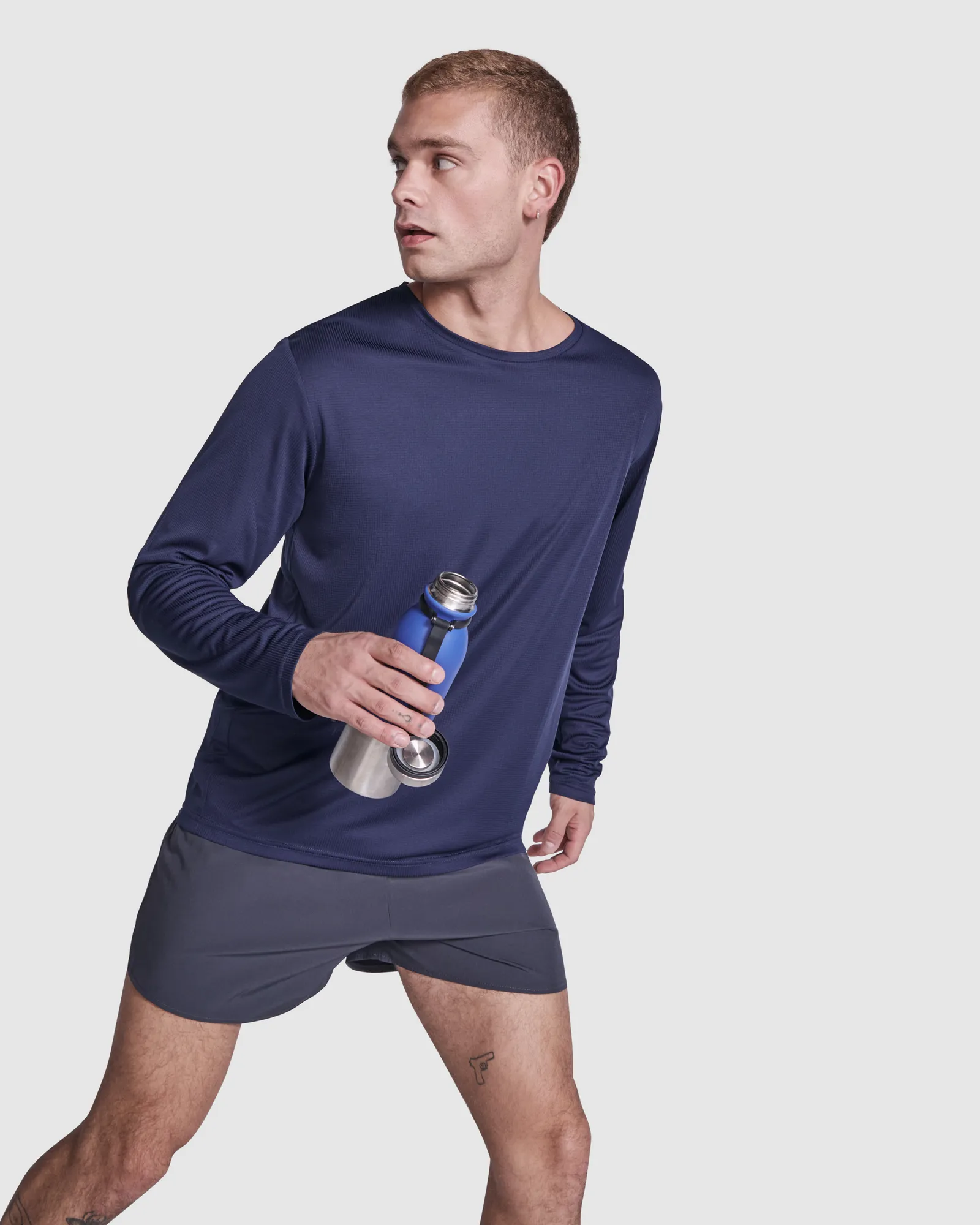 T-shirt tecnica Roly Estoril L/S, Blu Navy, dettaglio 2