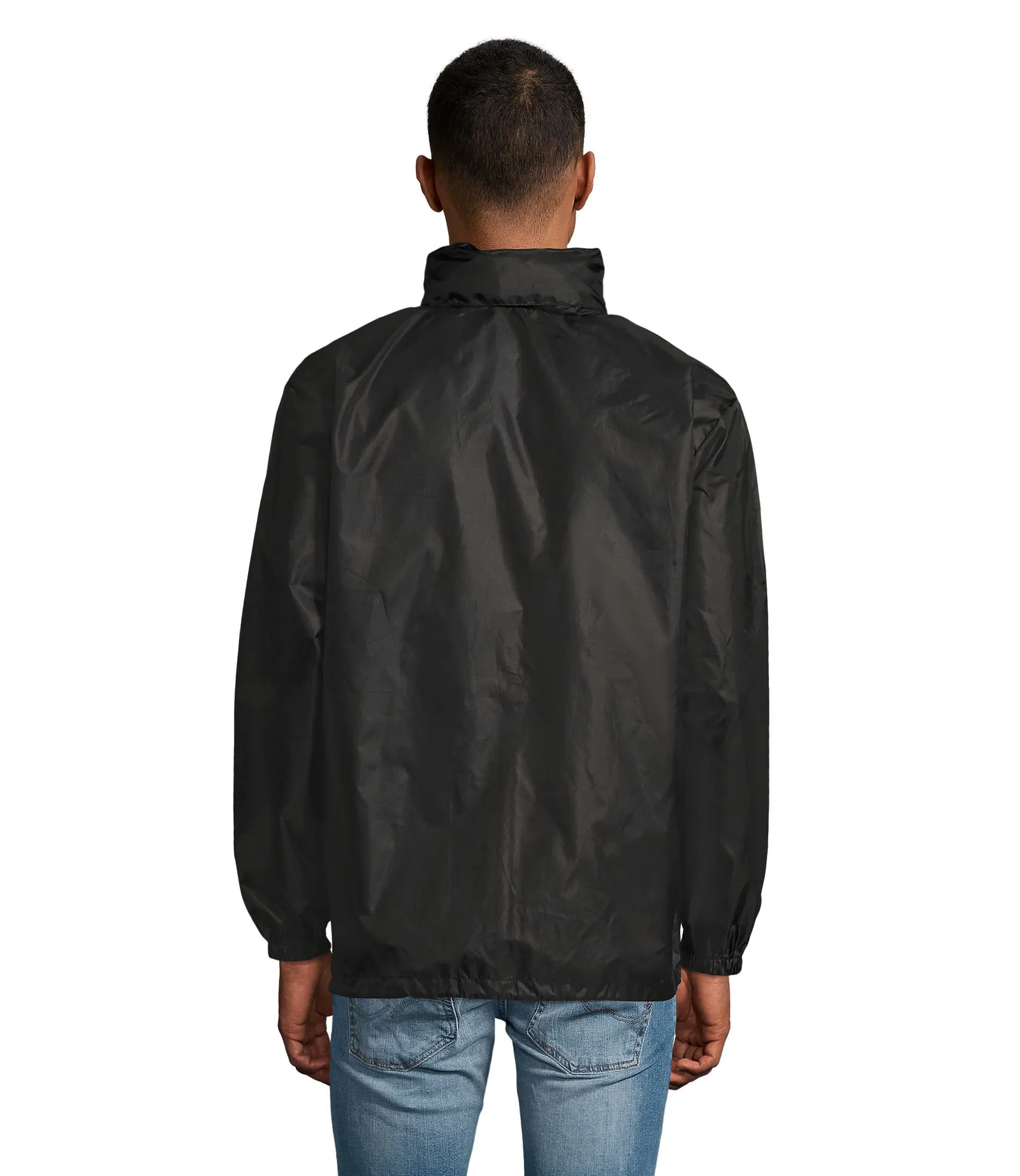 Giacca antivento SOL'S Shift, Black, su modello, retro