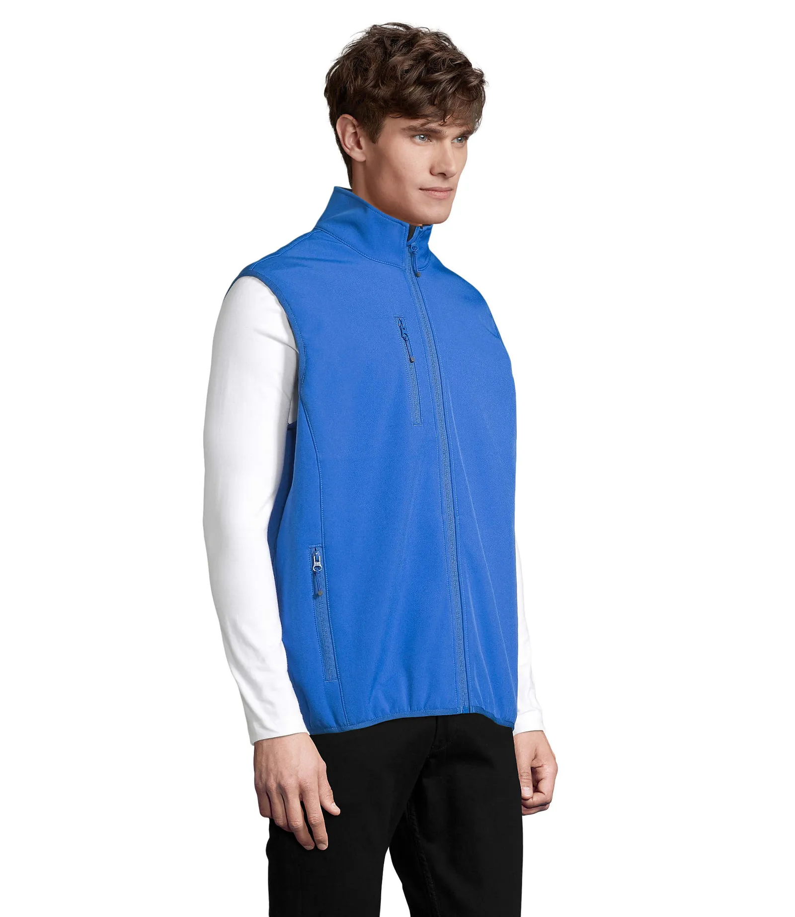 Gilet SOL'S Falcon BW Men, Royal blue, su modello, lato