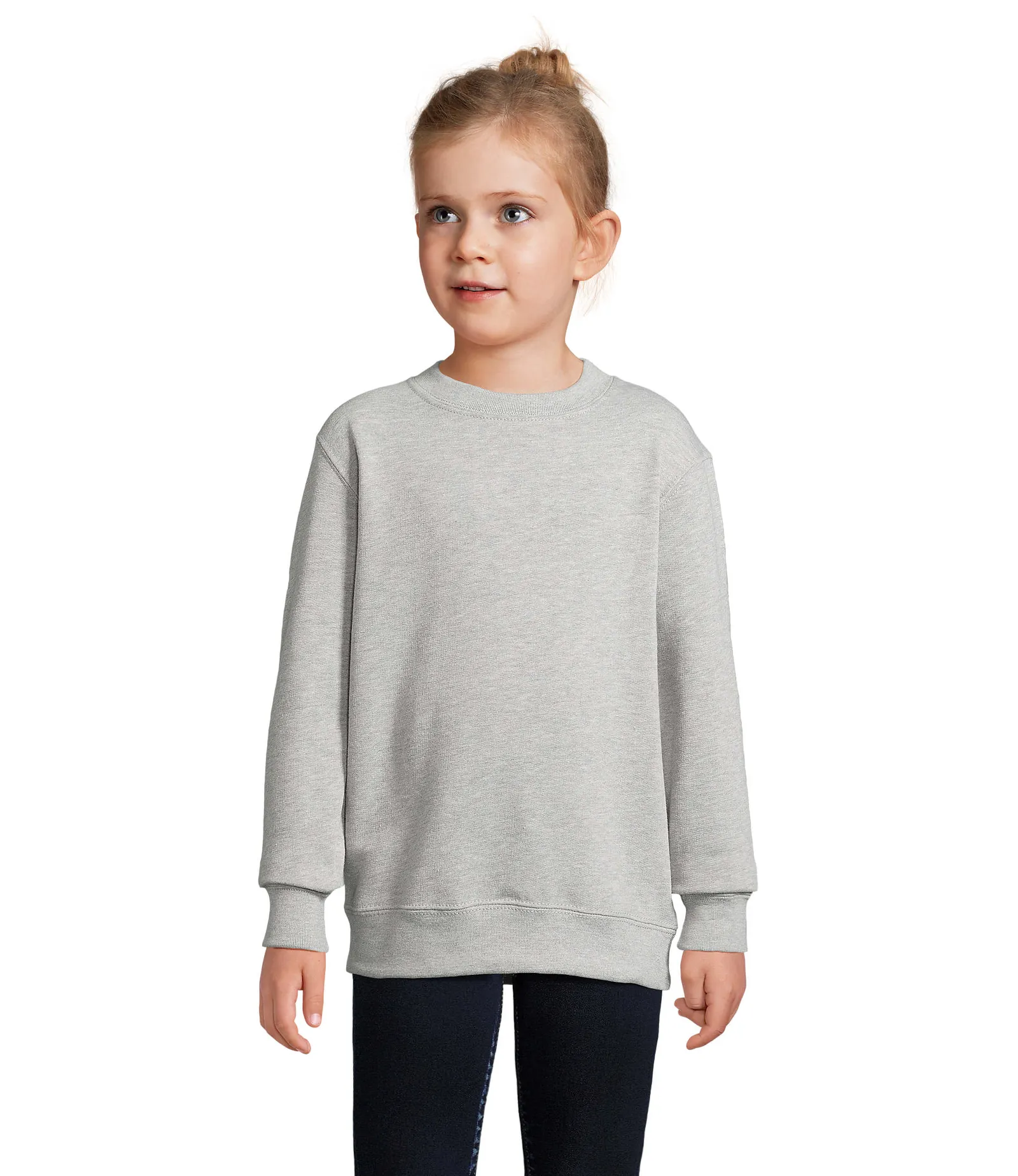 Felpa girocollo SOL'S New Supreme Kids, Grey melange, su modello, fronte