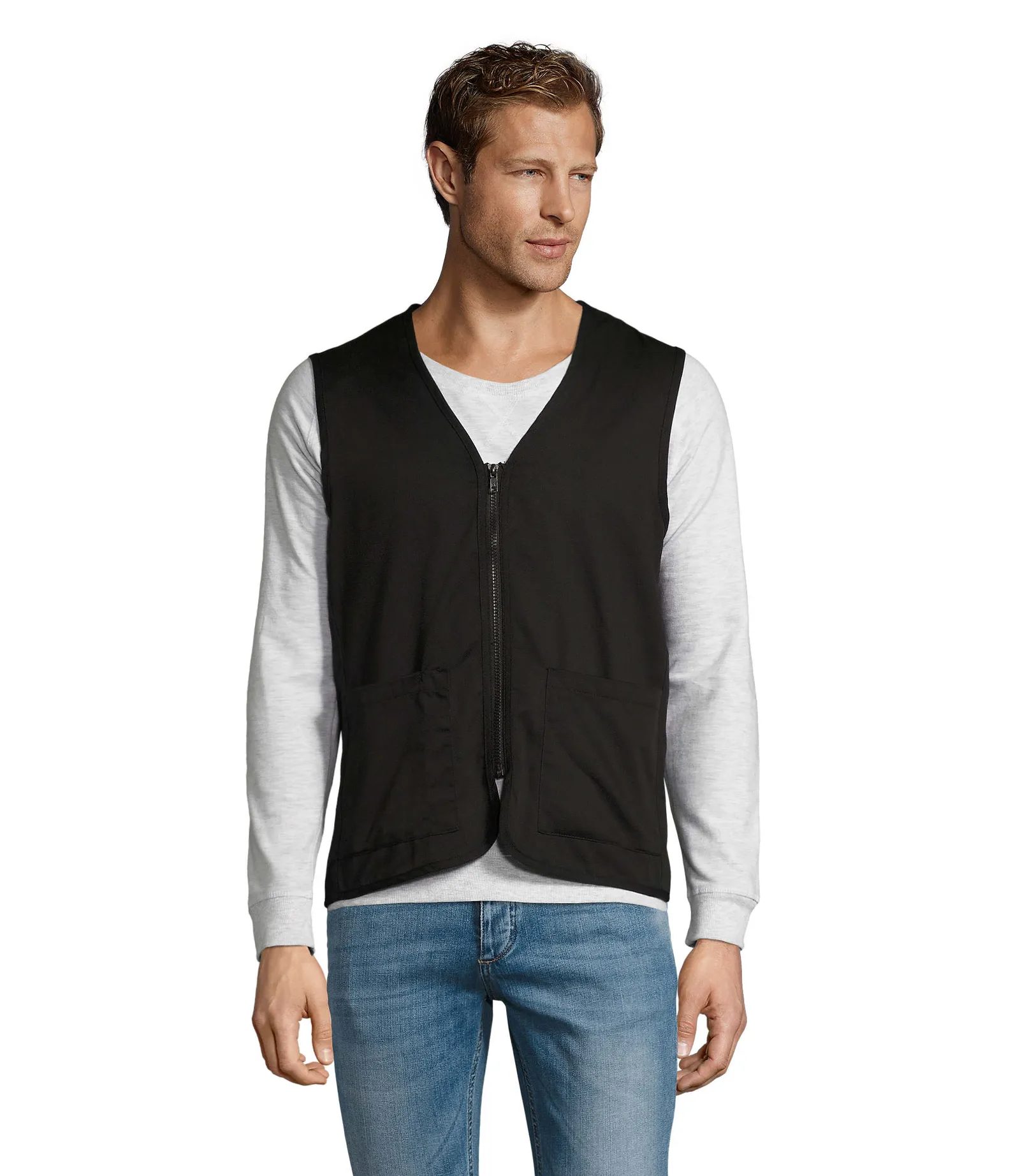 Gilet SOL'S Wallace, Black, su modello, fronte