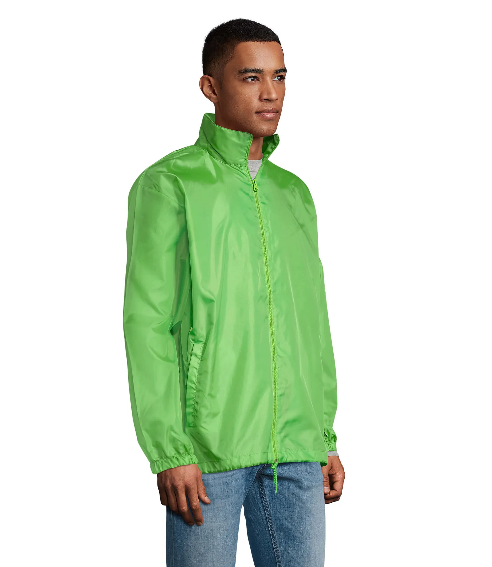 Giacca antivento SOL'S Shift, Lime, su modello, lato
