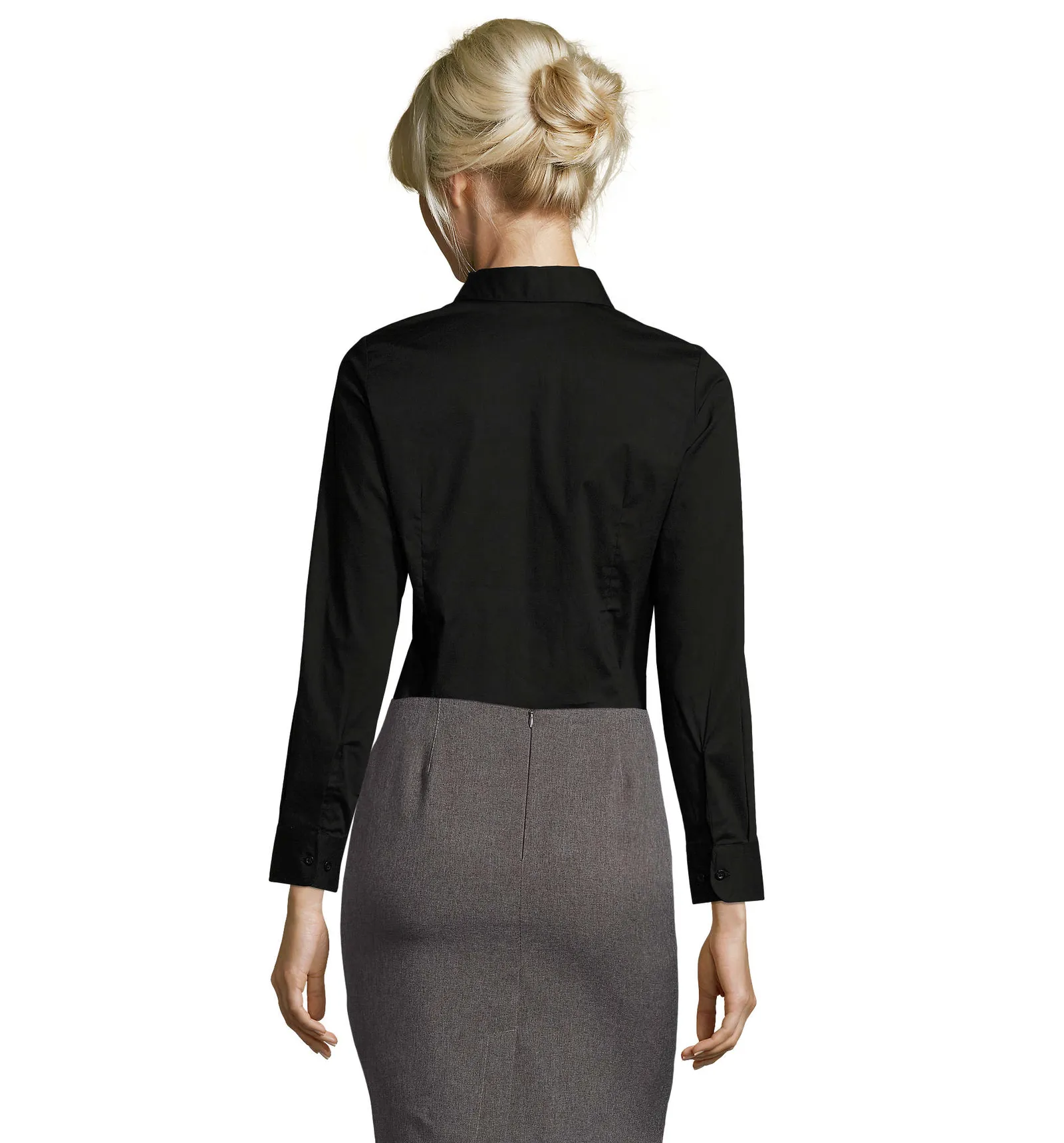 Camicia manica lunga SOL'S Eden, Black, su modello, retro