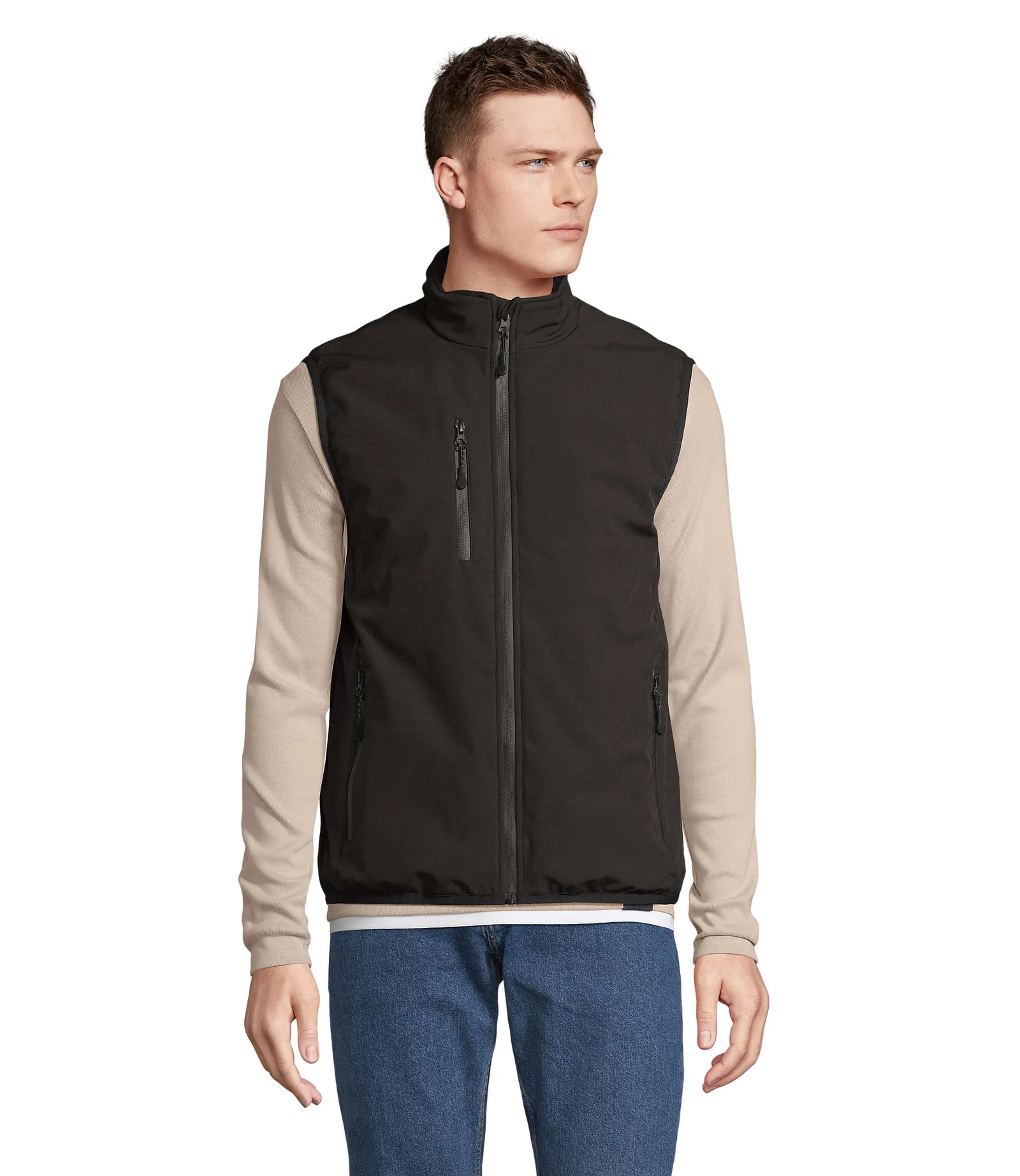 Gilet SOL'S Falcon Padded BW, Black, su modello, fronte