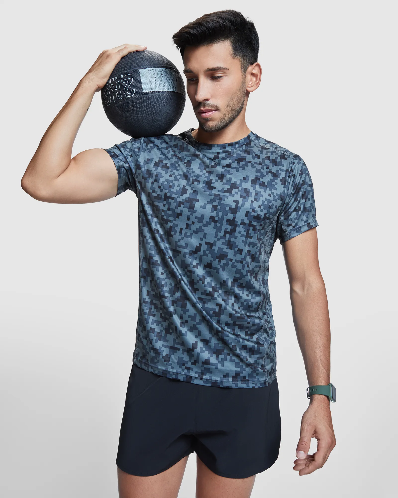 T-shirt tecnica Roly Assen, Pixel Nero, dettaglio 2