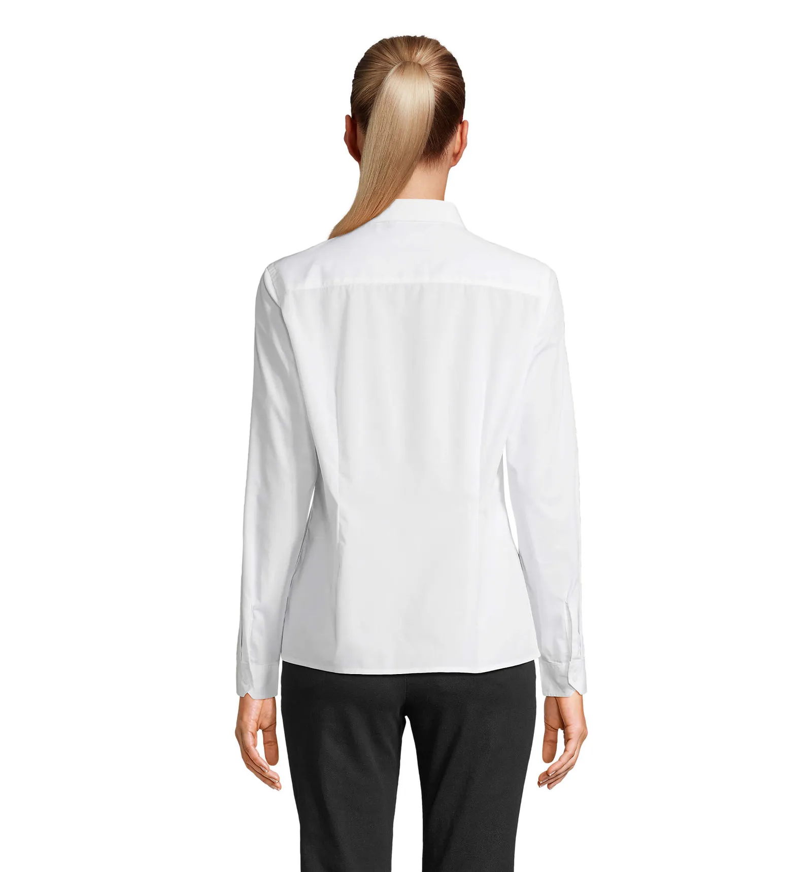 Camicia manica lunga SOL'S Bailey Women, White, su modello, retro