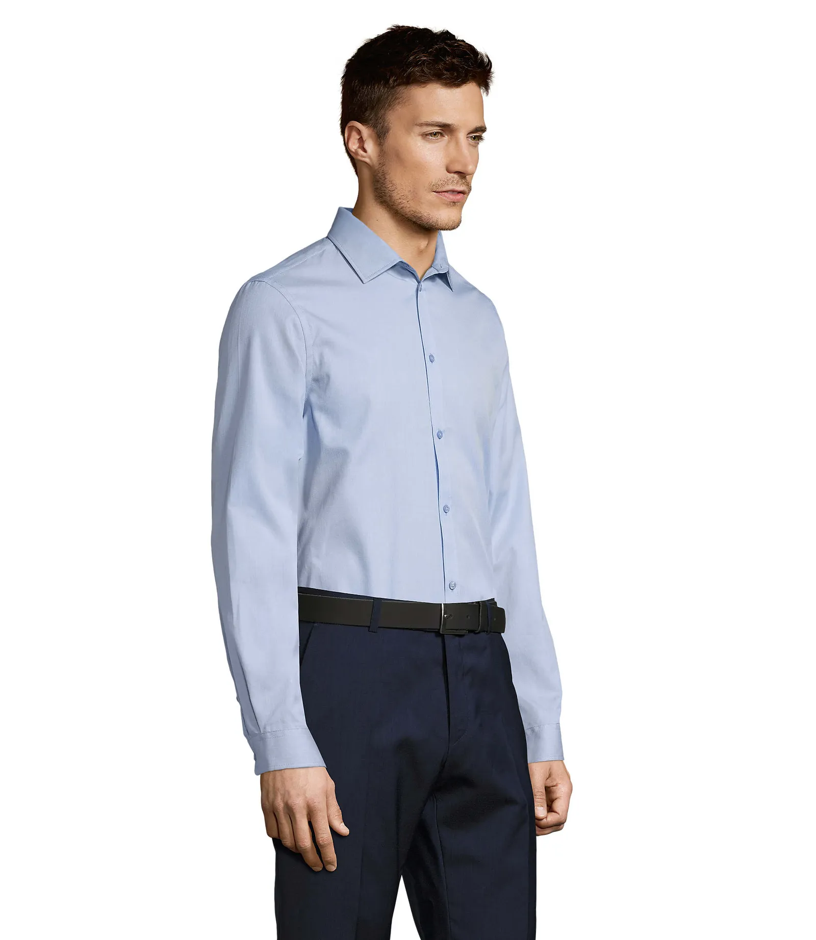 Camicia manica lunga SOL'S Brody Men, Sky blue, su modello, lato