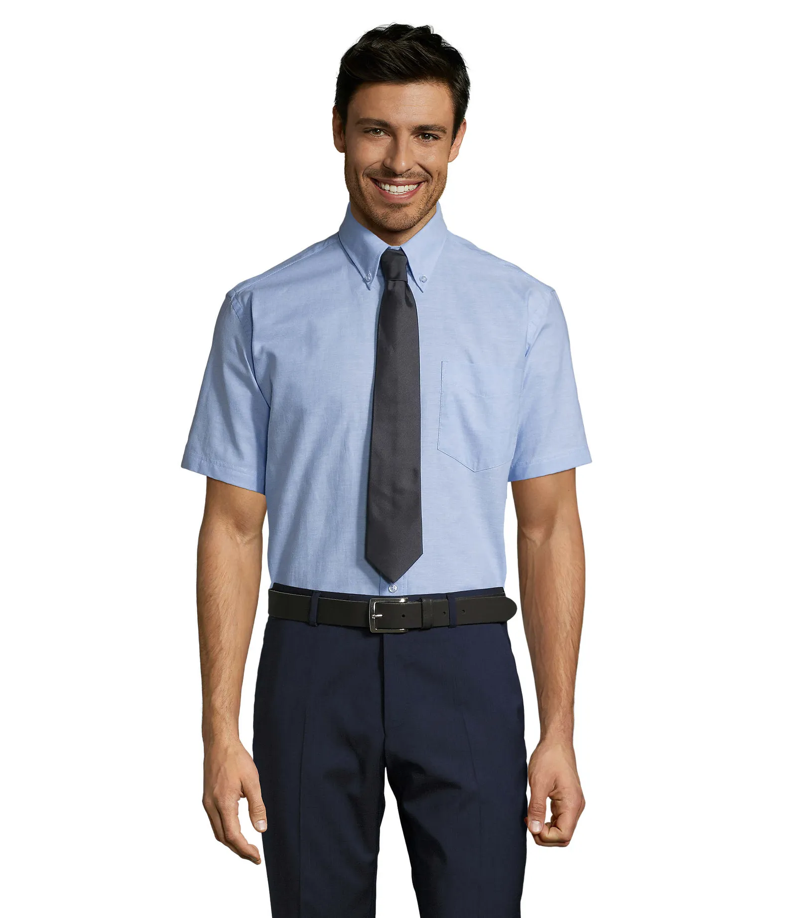 Camicia manica corta SOL'S Brisbane, Sky blue, su modello, fronte