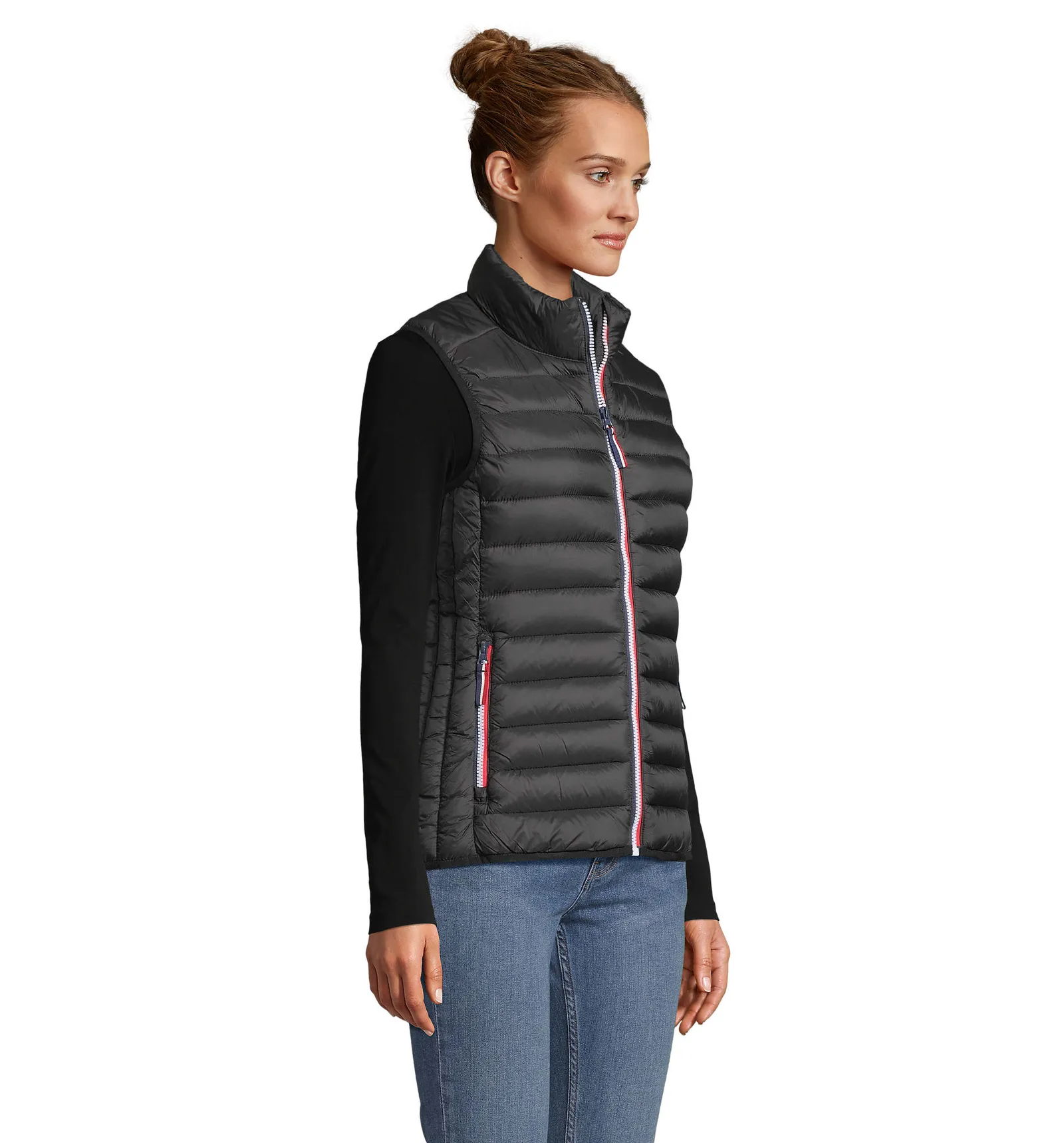 Gilet SOL'S Victoire BW Women, Black, su modello, lato
