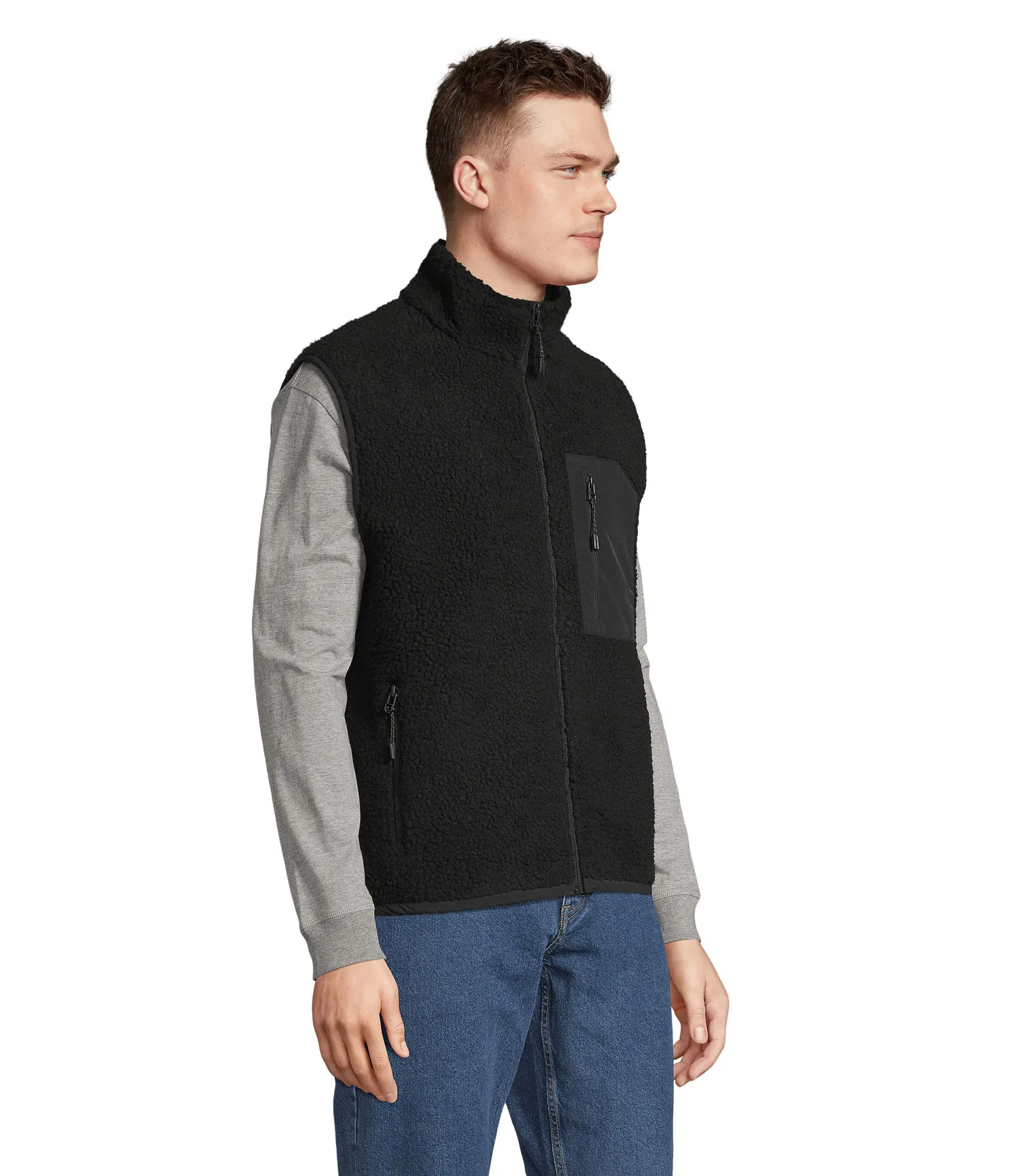 Gilet SOL'S Fury BW, Carbogrey/black, su modello, retro