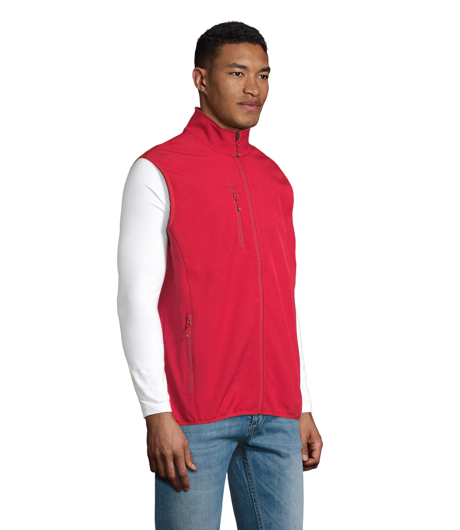 Gilet SOL'S Falcon BW Men, Pepper red, su modello, lato