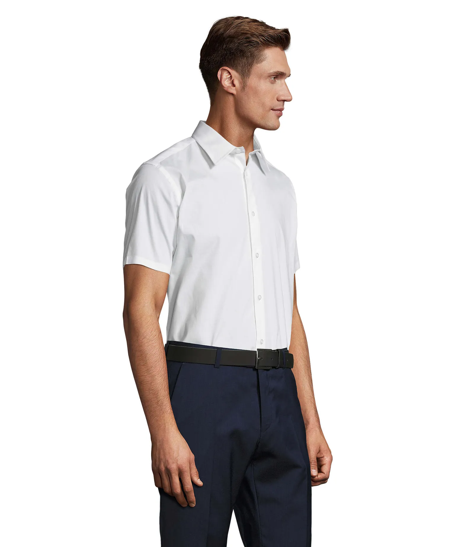 Camicia manica corta SOL'S Broadway, White, su modello, lato