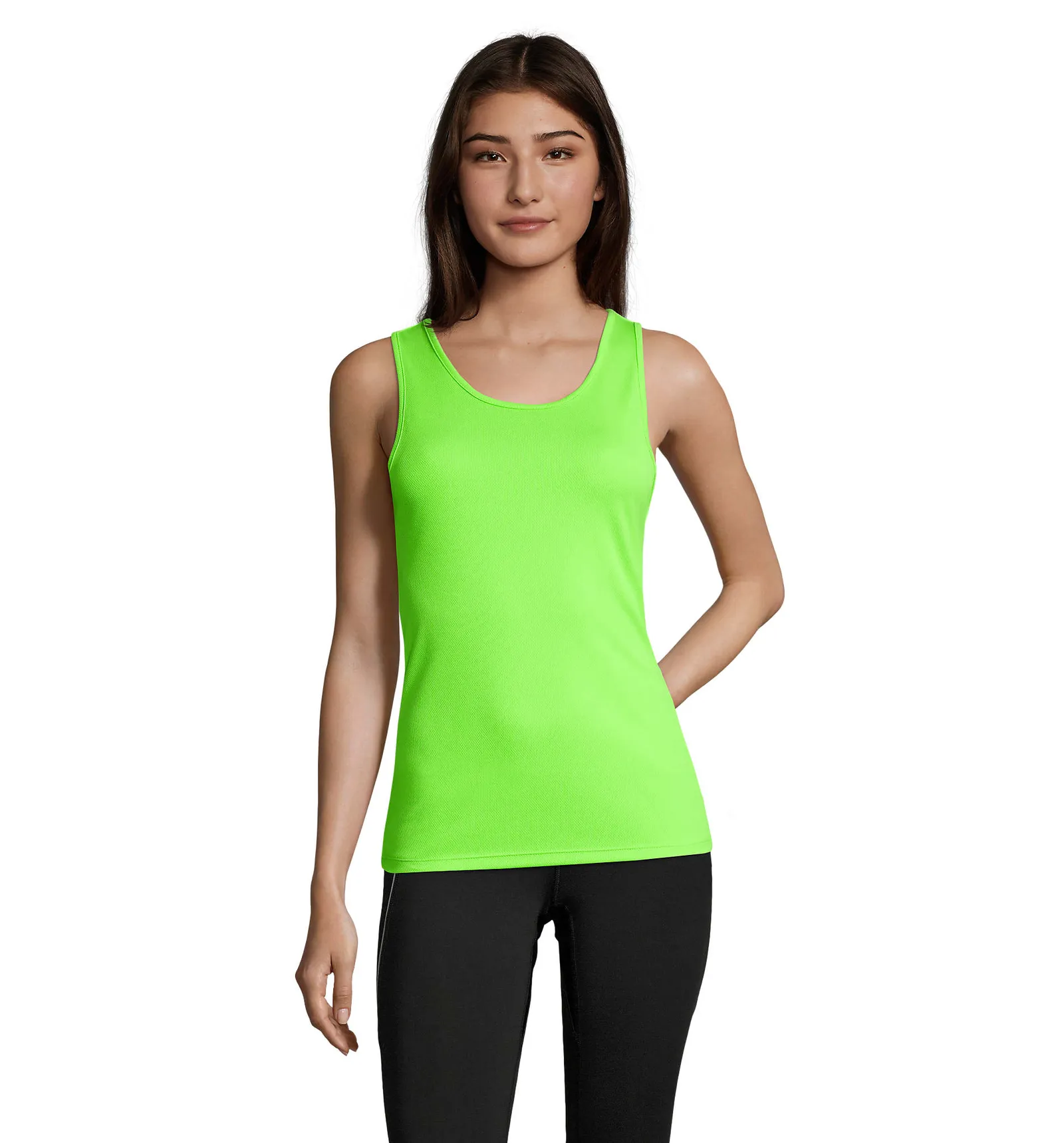 Canotta SOL'S Sporty TT Women, Neon green, su modello, fronte