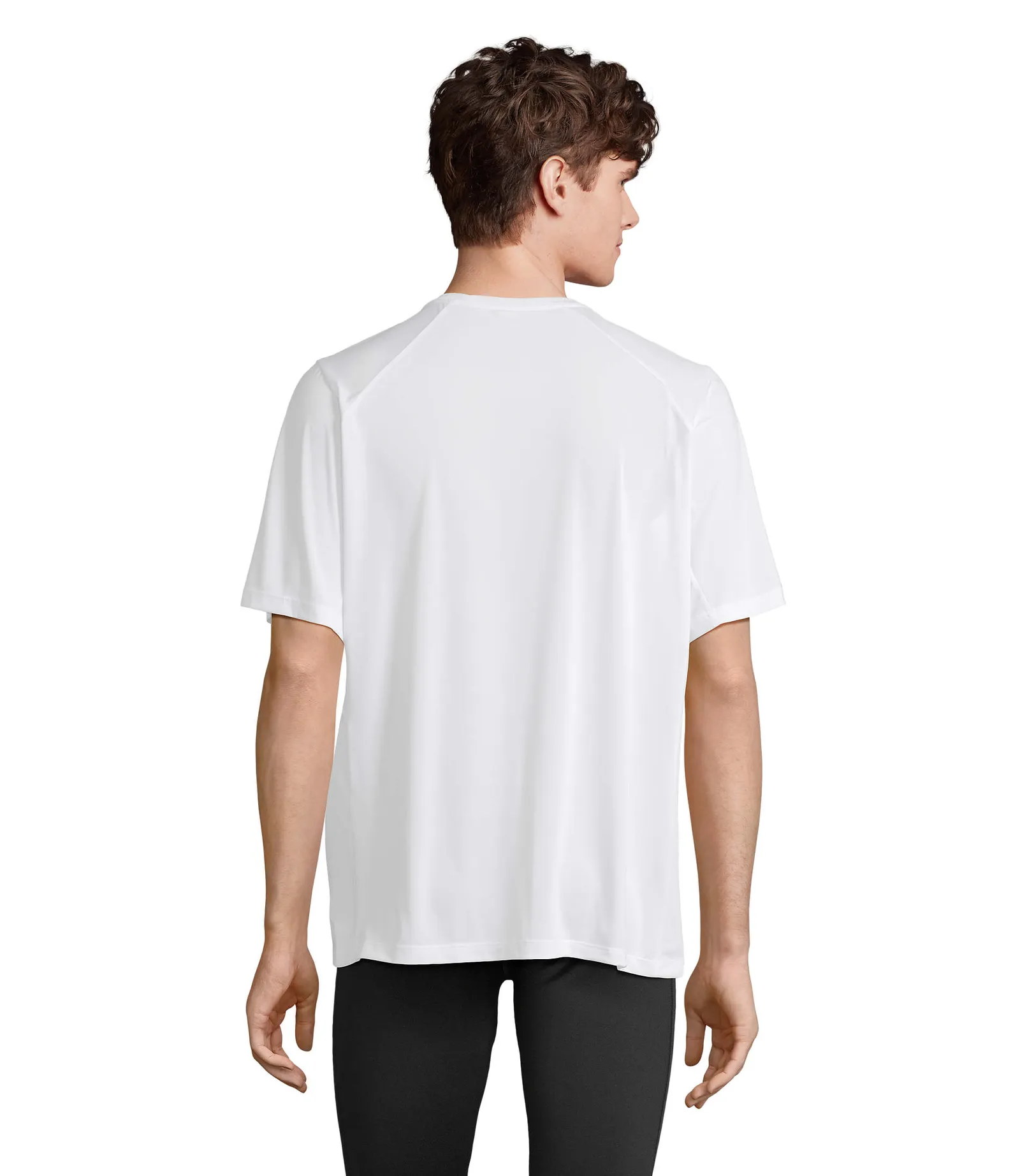 T-shirt tecnica SOL'S Storm, White, su modello, retro