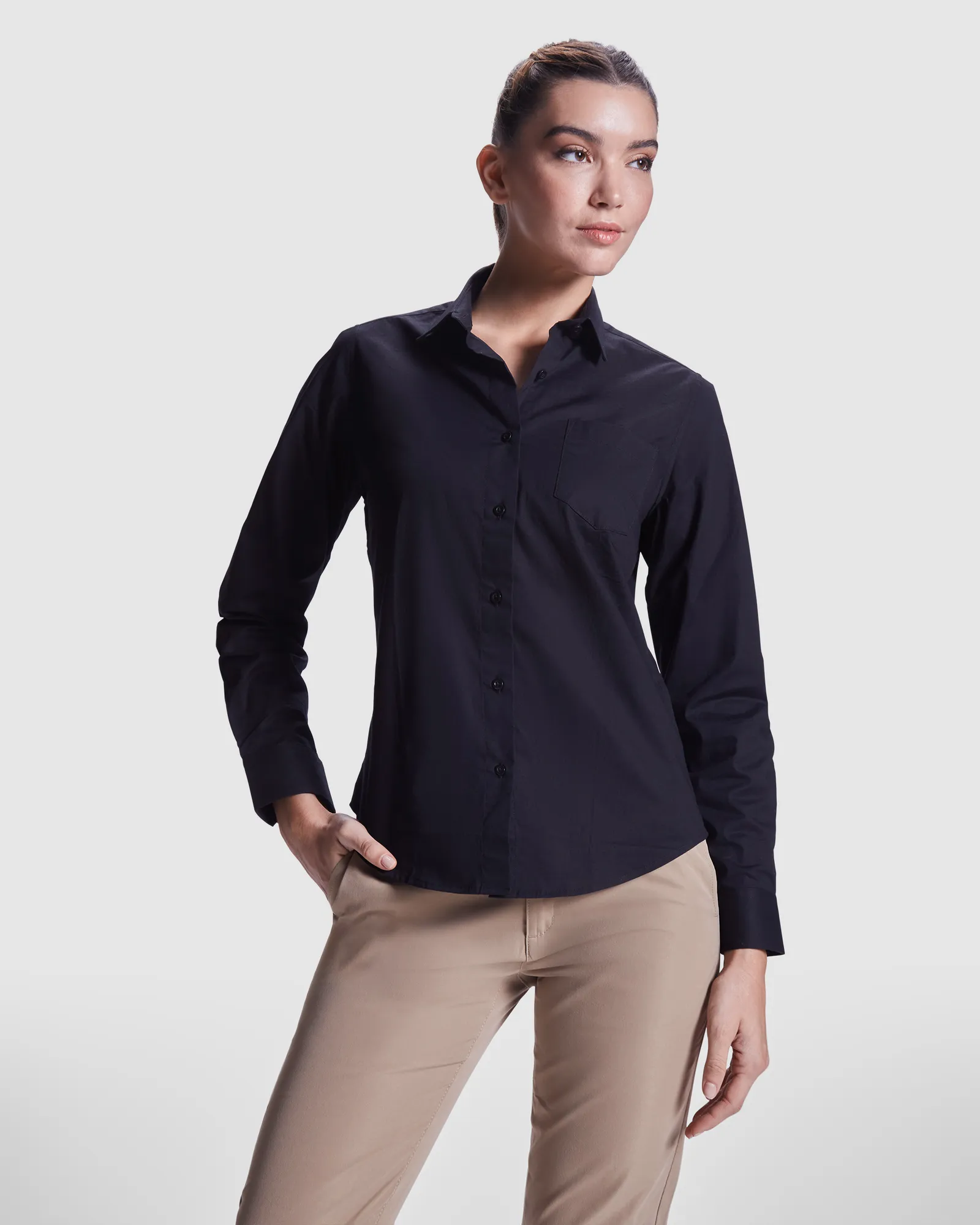 Camicia manica lunga Roly Moscu Woman, Nero, dettaglio 2