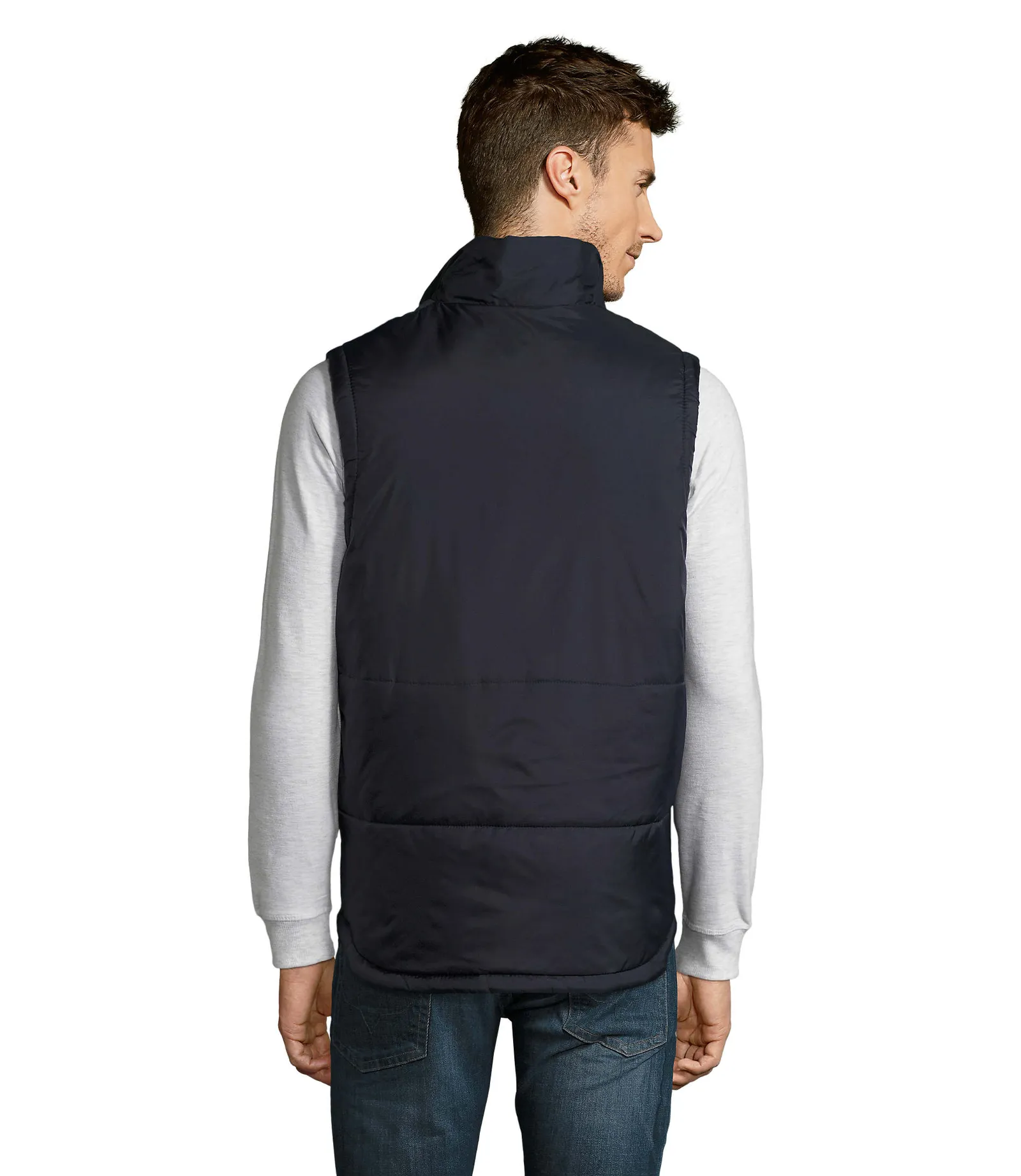 Gilet SOL'S Warm, Navy, su modello, retro