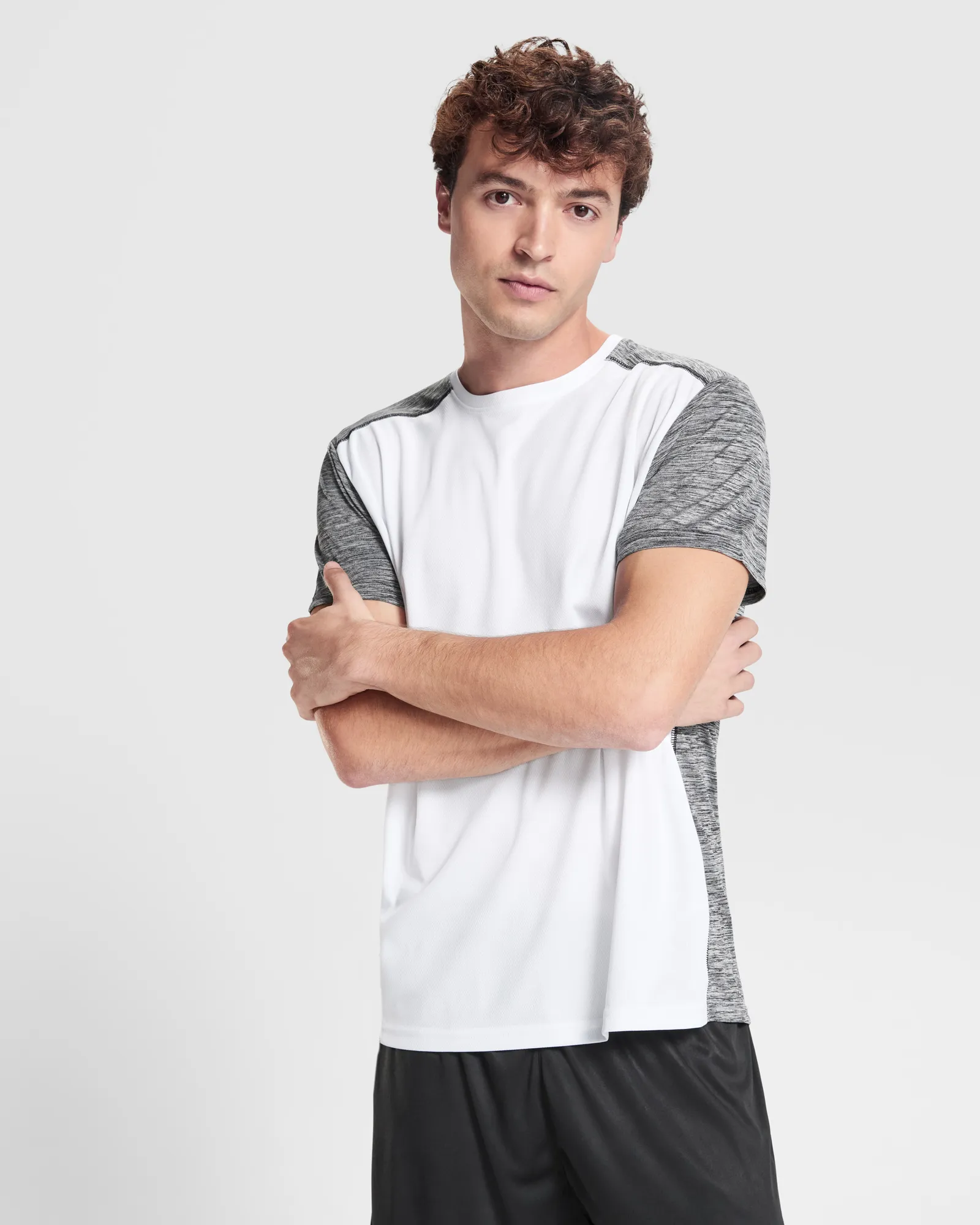 T-shirt tecnica Roly Zolder, Bianco/Nero Vigorè, dettaglio